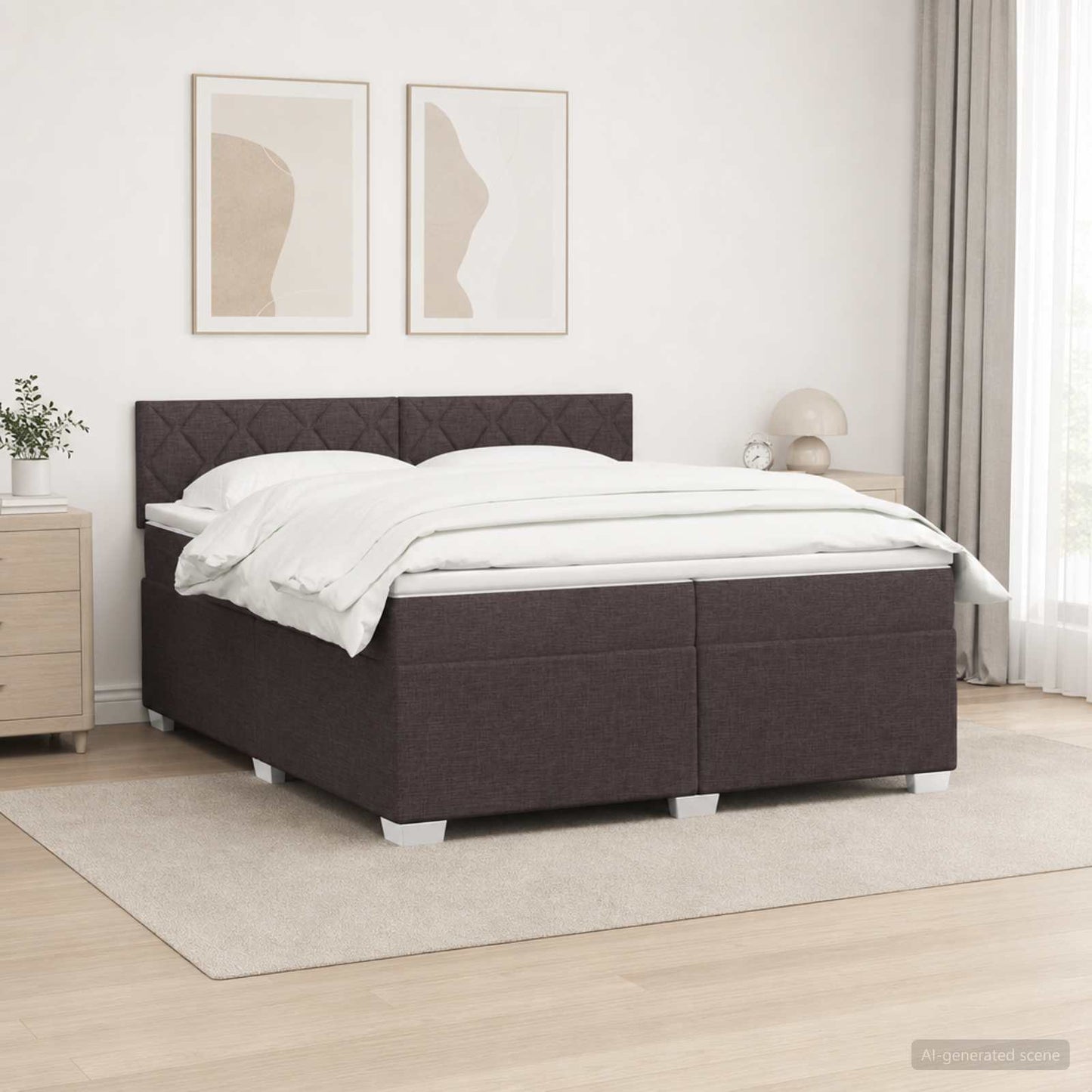 vidaXL Κρεβάτι Box Spring με Στρώμα και LED Σκούρο Καφέ 200 x 200 cm