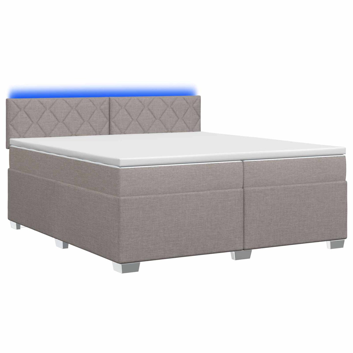 vidaXL Κρεβάτι Box Spring με Στρώμα και LED Taupe 200 x 200 cm Ύφασμα