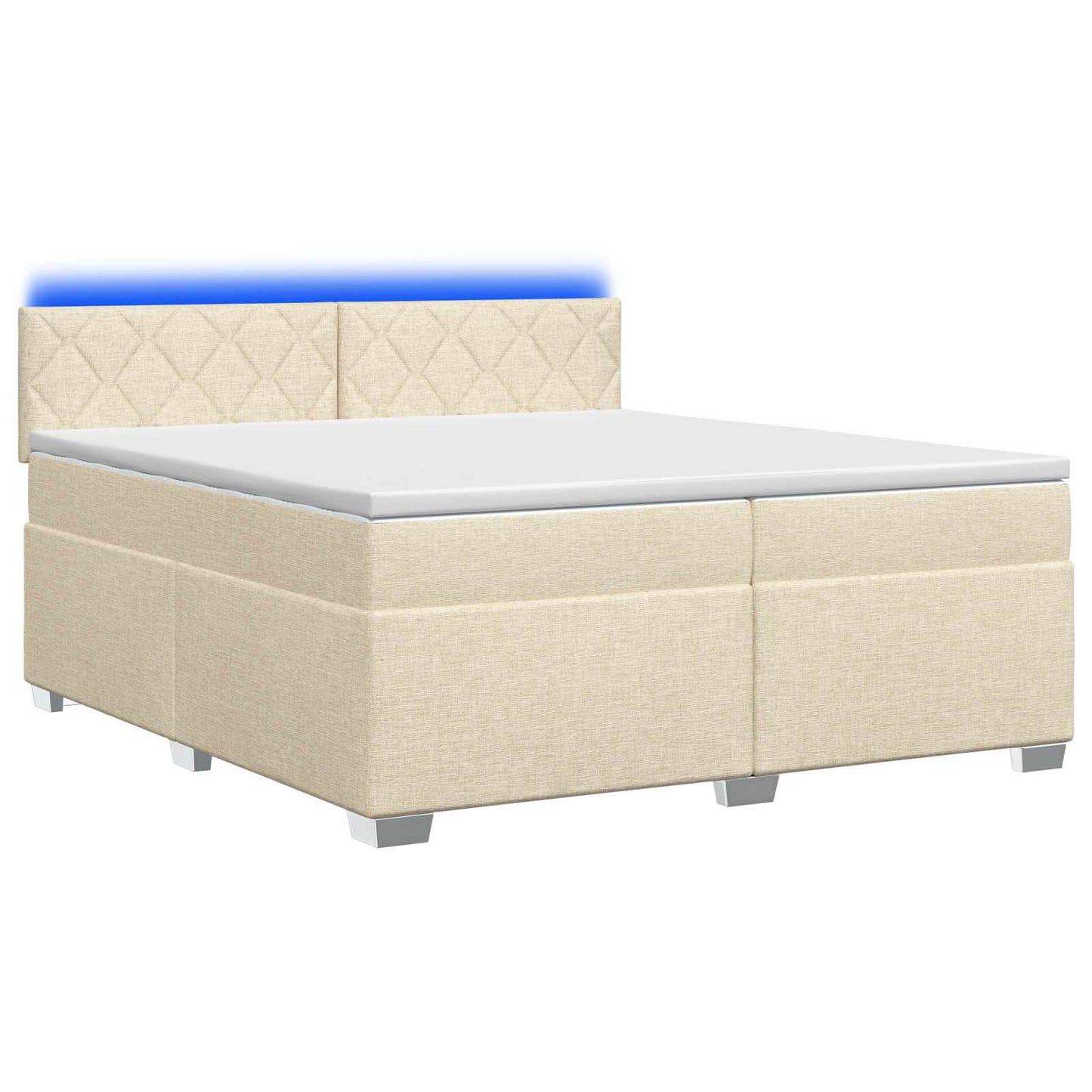 vidaXL Κρεβάτι Box Spring με Στρώμα και LED Κρεμ 200 x 200 cm Ύφασμα