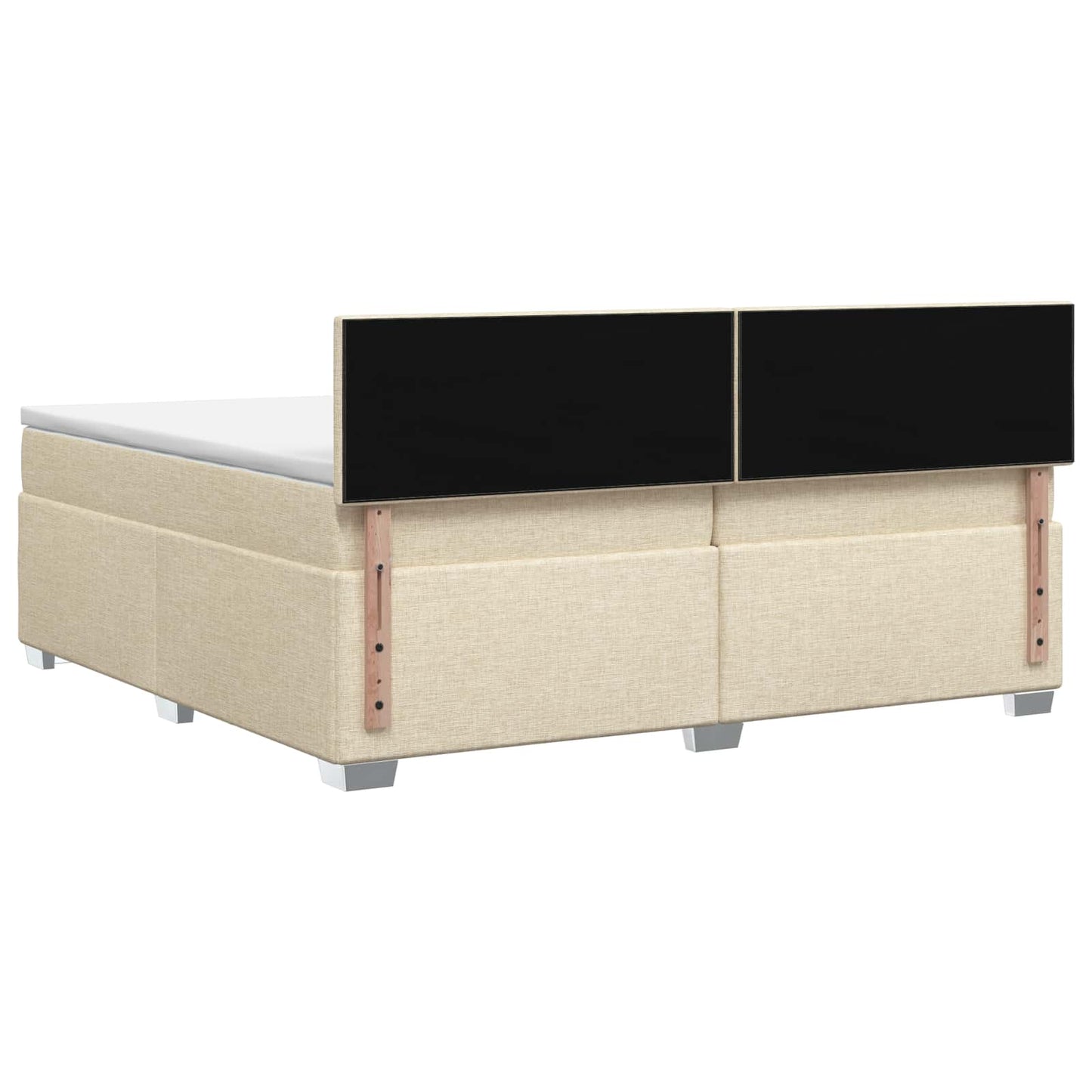 vidaXL Κρεβάτι Box Spring με Στρώμα και LED Κρεμ 200 x 200 cm Ύφασμα