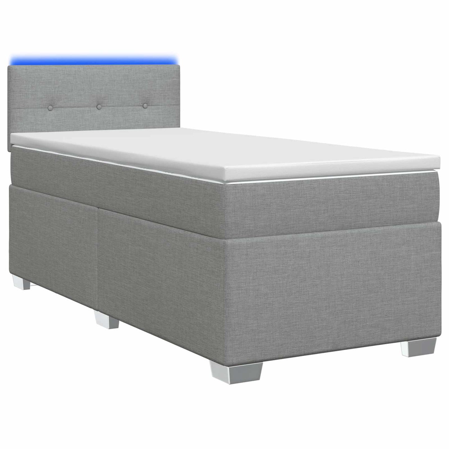 vidaXL Κρεβάτι Box Spring με Στρώμα και LED Ανοιχτό γκρι Μονό Ύφασμα