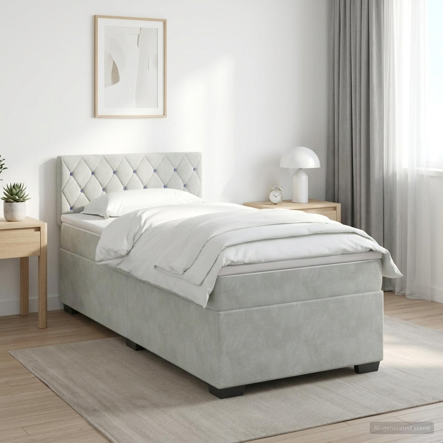 vidaXL Κρεβάτι Box Spring με Στρώμα και LED Ανοιχτό γκρι 80 x 200 cm