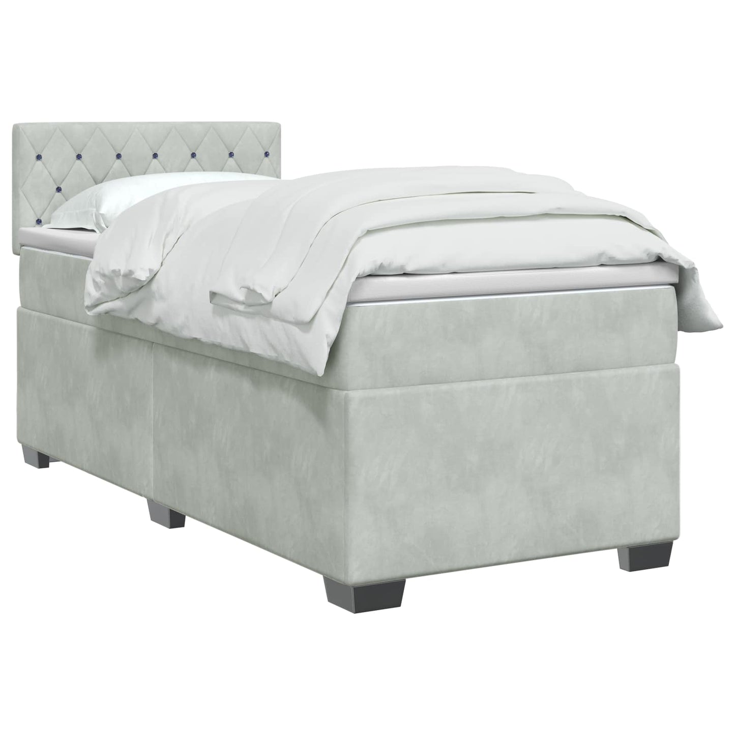 vidaXL Κρεβάτι Box Spring με Στρώμα και LED Ανοιχτό γκρι 80 x 200 cm