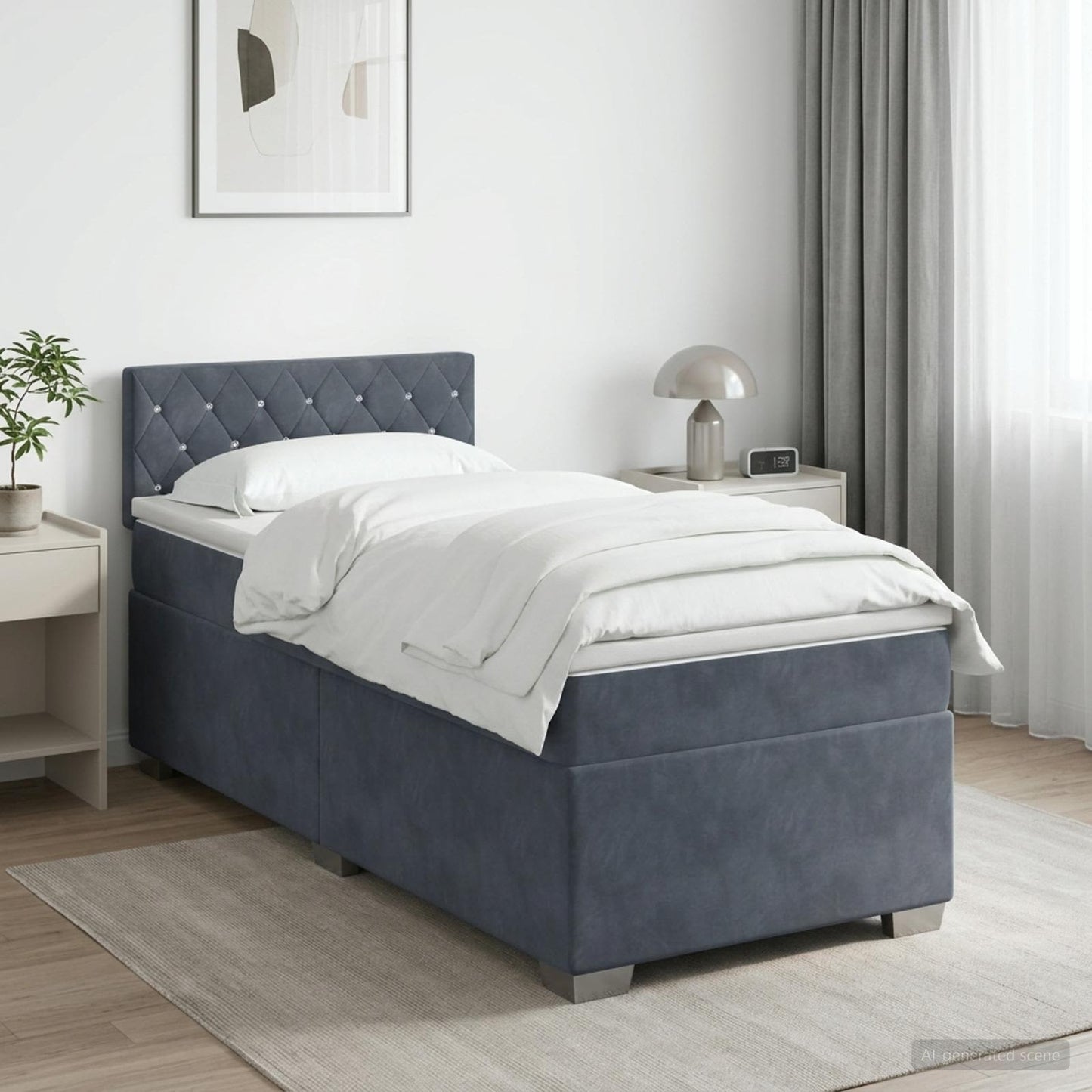 vidaXL Κρεβάτι Box Spring με Στρώμα και LED Σκούρο Γκρι 80 x 200 cm