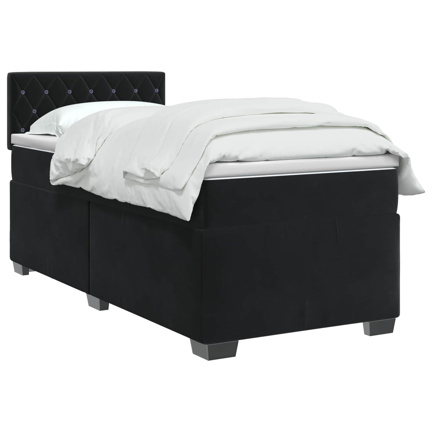 vidaXL Κρεβάτι Box Spring με Στρώμα και LED Μαύρο 80 x 200 cm Βελούδο