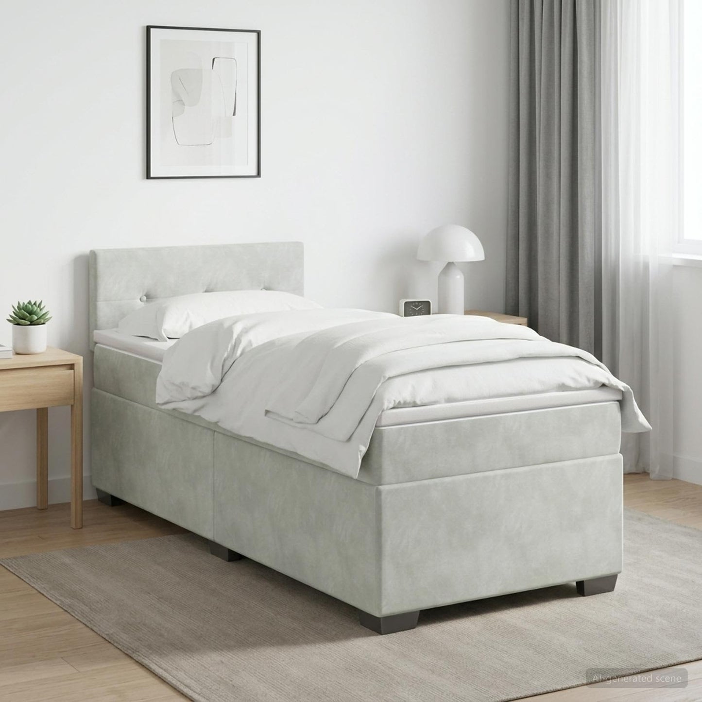 vidaXL Κρεβάτι Box Spring με Στρώμα και LED Ανοιχτό γκρι 80 x 200 cm