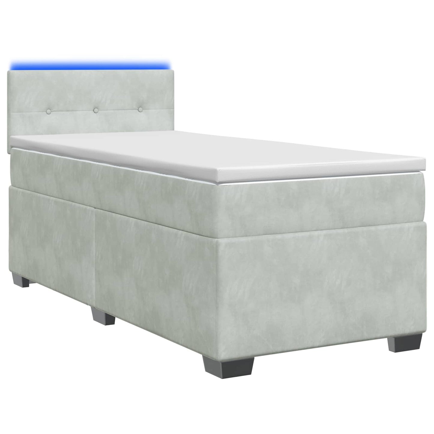 vidaXL Κρεβάτι Box Spring με Στρώμα και LED Ανοιχτό γκρι 80 x 200 cm