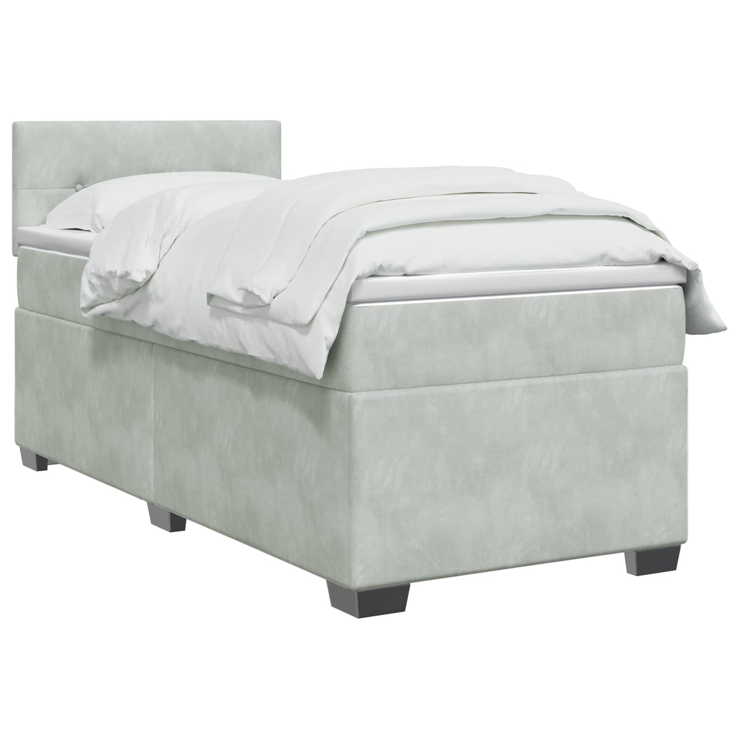vidaXL Κρεβάτι Box Spring με Στρώμα και LED Ανοιχτό γκρι 80 x 200 cm