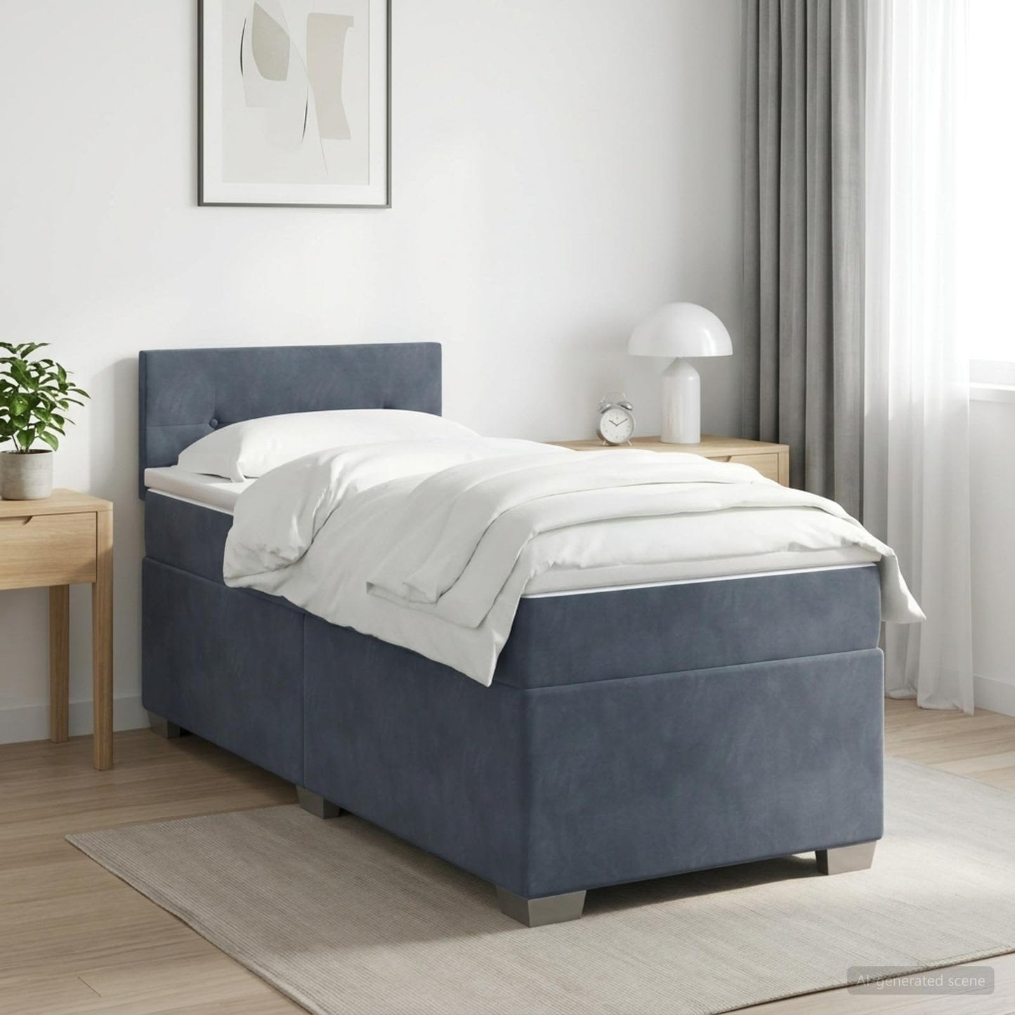 vidaXL Κρεβάτι Box Spring με Στρώμα και LED Σκούρο Γκρι 100 x 200 cm