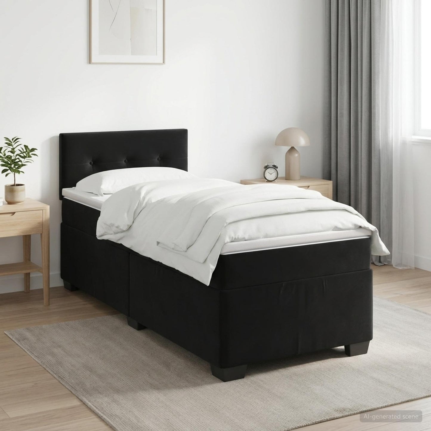 vidaXL Κρεβάτι Box Spring με Στρώμα και LED Μαύρο 90 x 190 cm Βελούδο