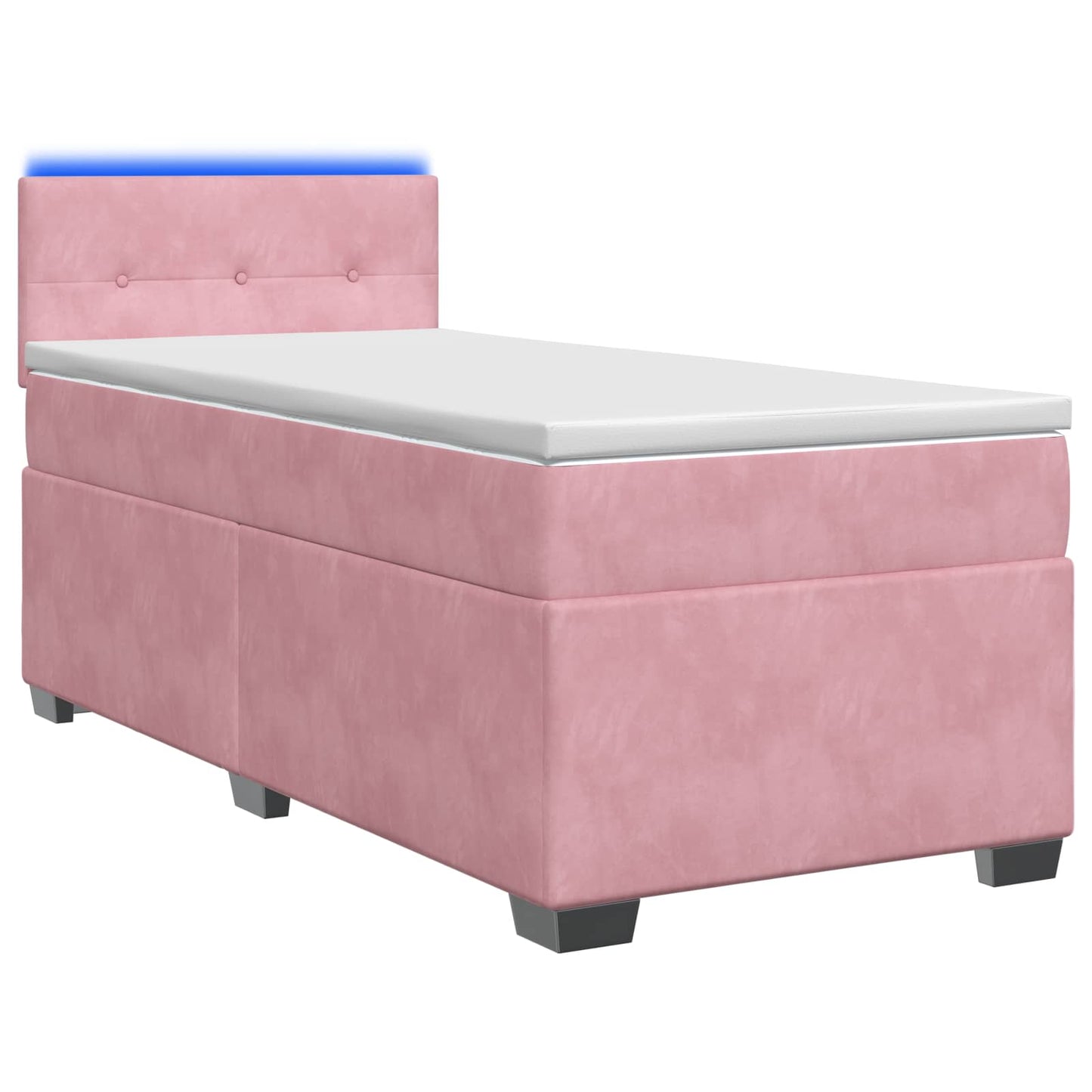 vidaXL Κρεβάτι Box Spring με Στρώμα και LED Ροζ 80 x 200 cm Βελούδο