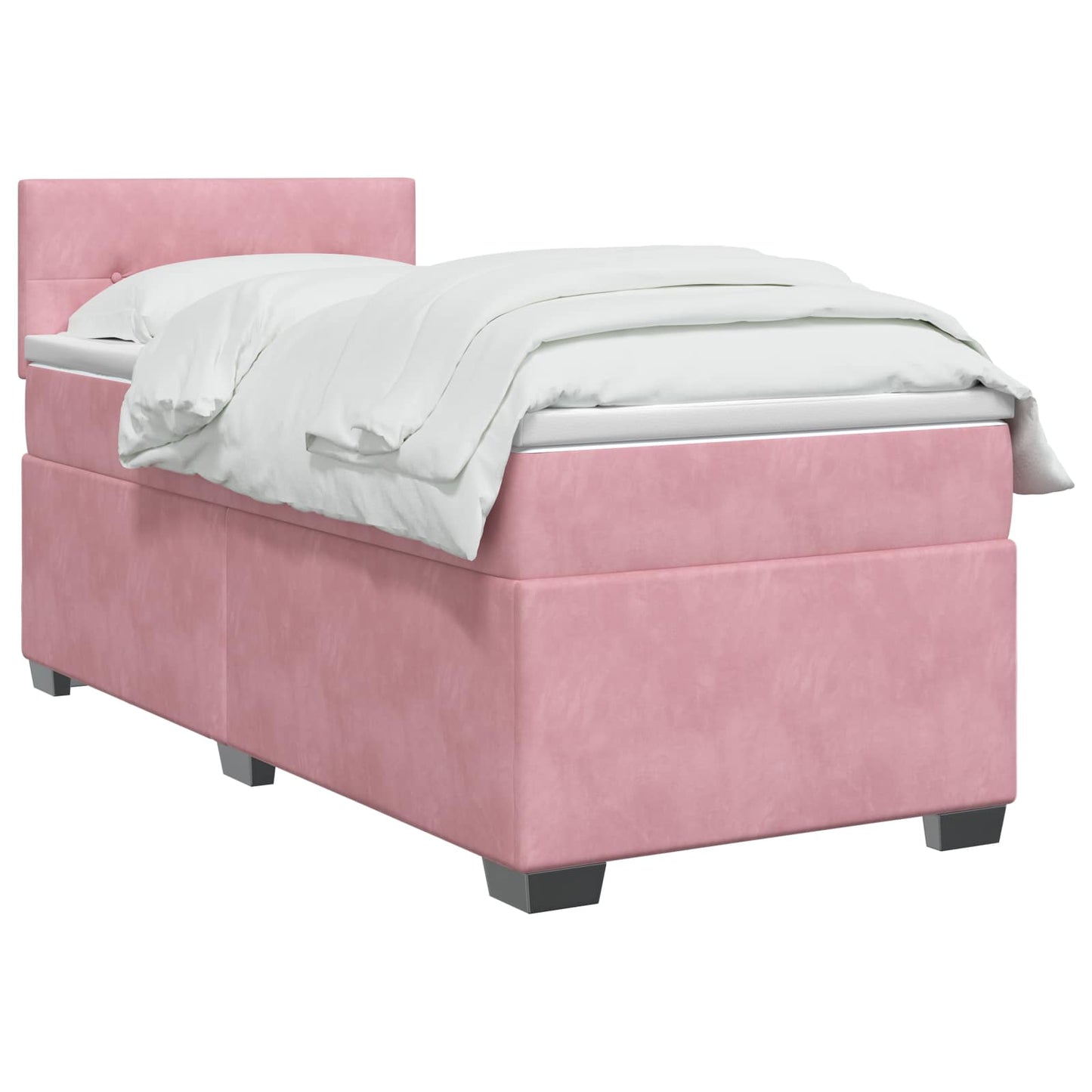 vidaXL Κρεβάτι Box Spring με Στρώμα και LED Ροζ 80 x 200 cm Βελούδο