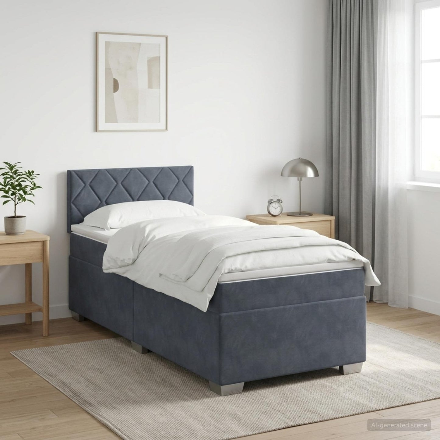 vidaXL Κρεβάτι Box Spring με Στρώμα και LED Σκούρο Γκρι 90 x 190 cm