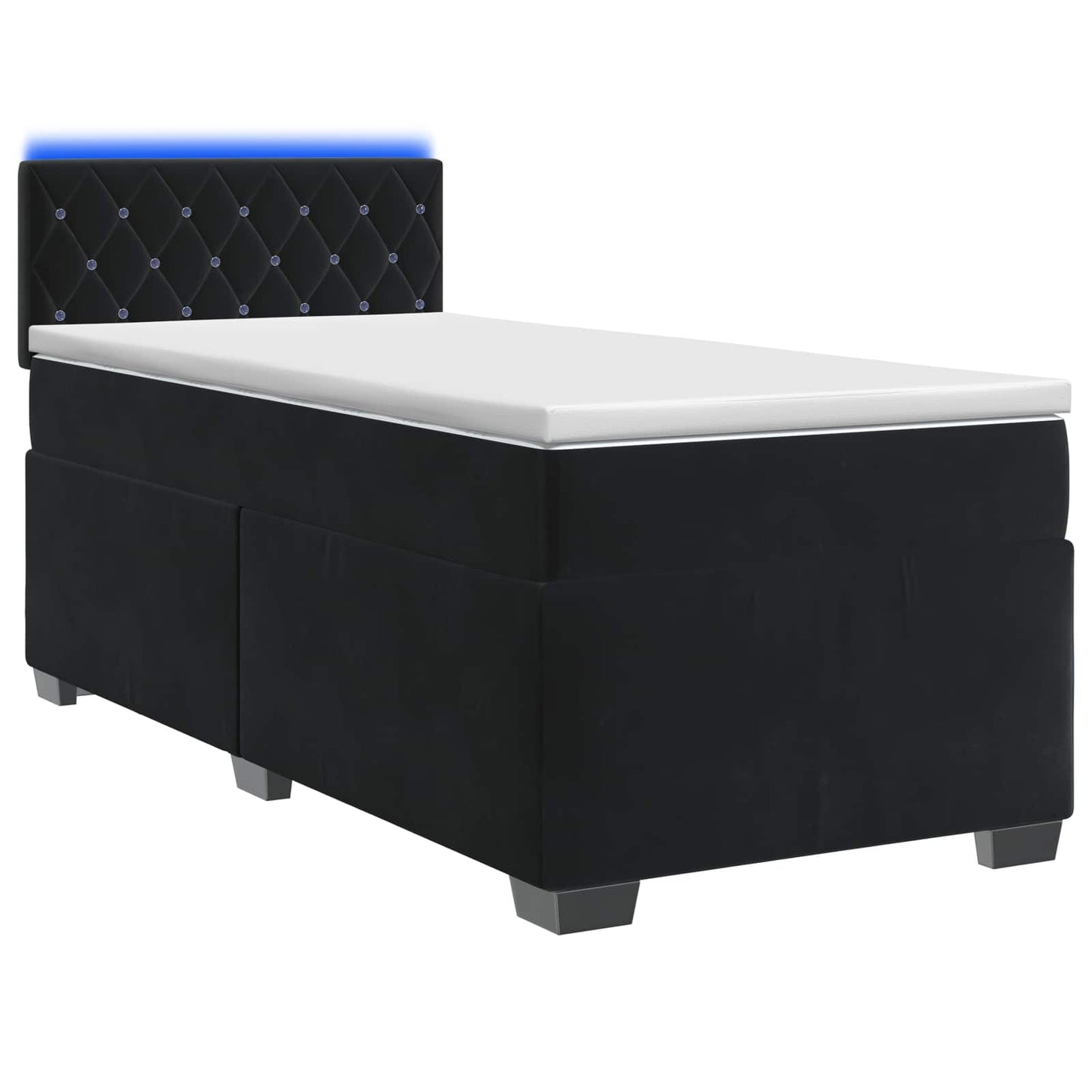 vidaXL Κρεβάτι Box Spring με Στρώμα και LED Μαύρο 90 x 200 cm Βελούδο