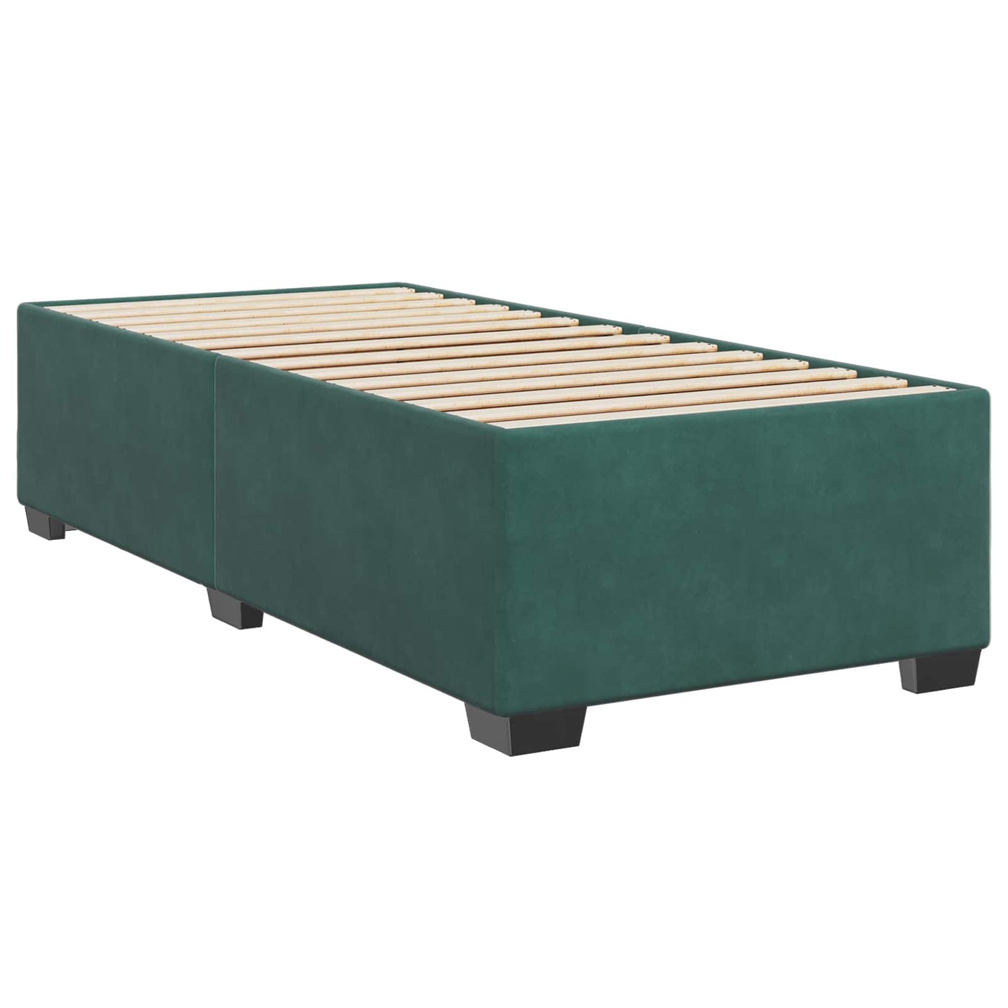 vidaXL Κρεβάτι Box Spring με Στρώμα και LED Σκούρο Πράσινο 90 x 200 cm