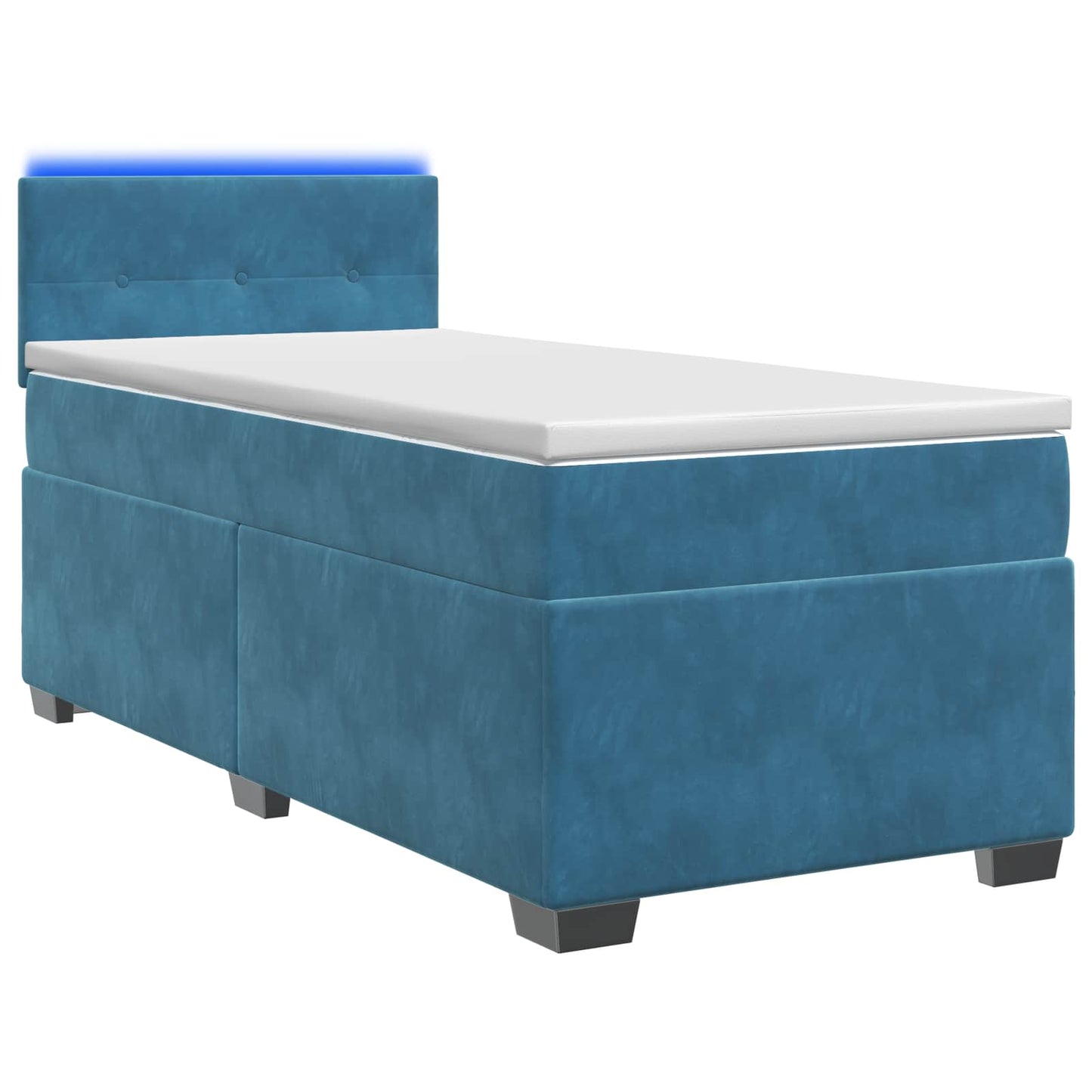 vidaXL Κρεβάτι Box Spring με Στρώμα και LED Μπλε 100 x 200 cm Βελούδο