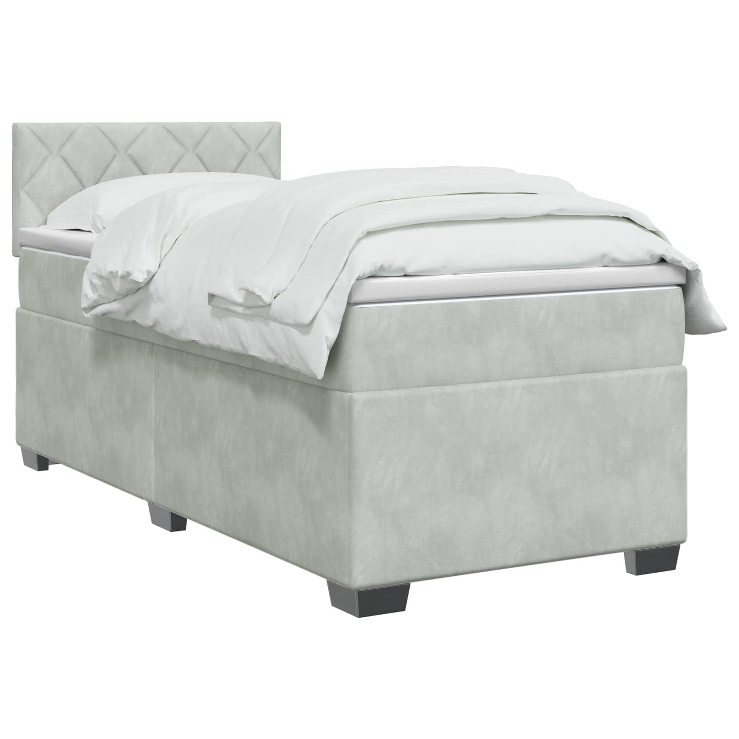 vidaXL Κρεβάτι Box Spring με Στρώμα και LED Ανοιχτό γκρι 100 x 200 cm