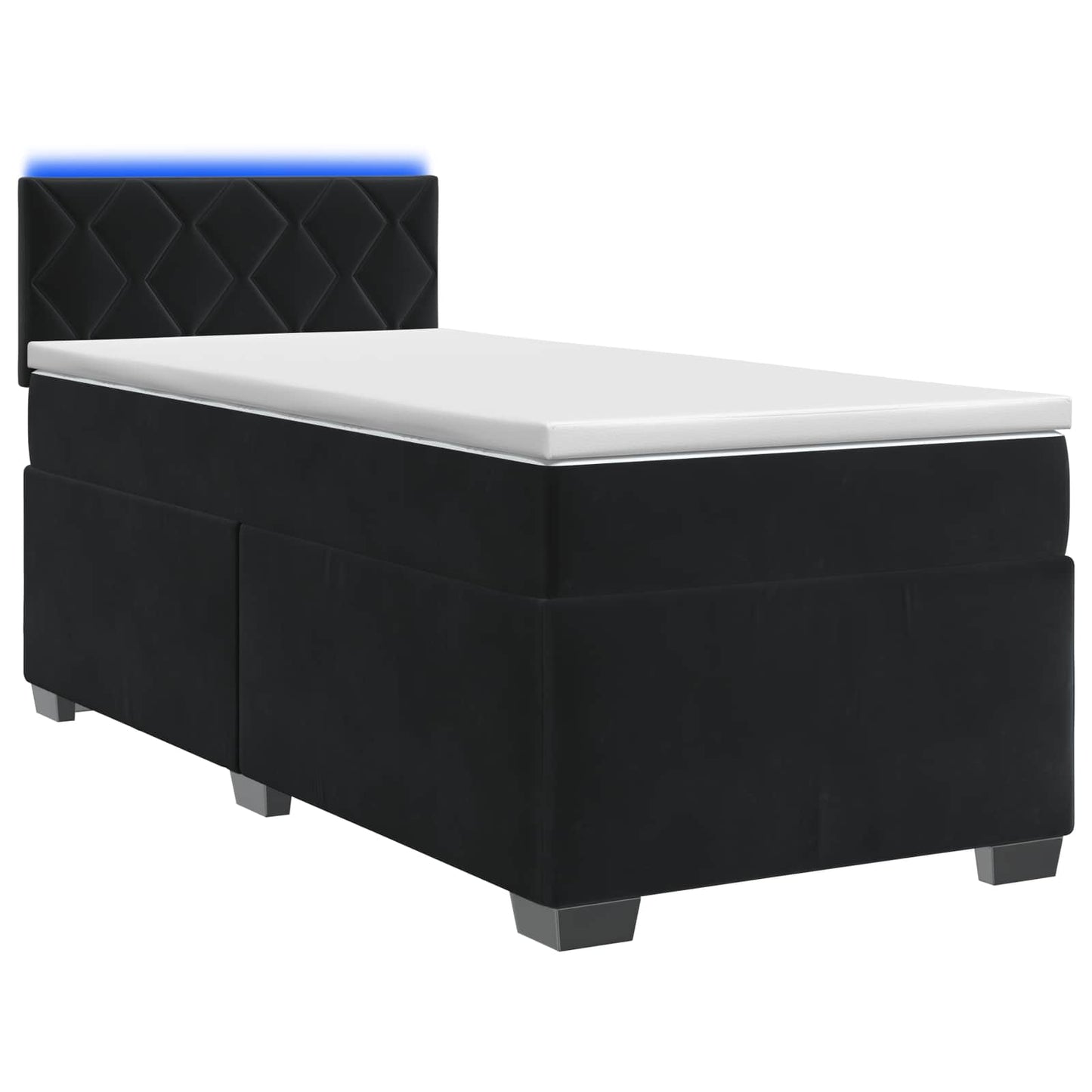 vidaXL Κρεβάτι Box Spring με Στρώμα και LED Μαύρο 100 x 200 cm Βελούδο
