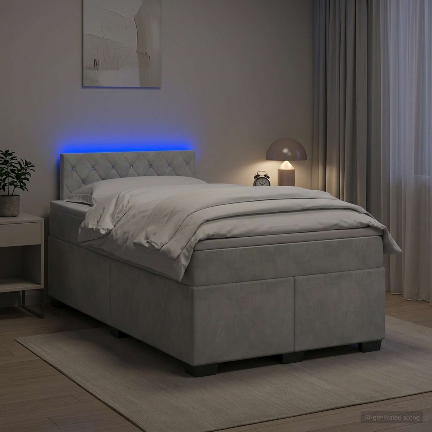 vidaXL Κρεβάτι Box Spring με Στρώμα και LED Ανοιχτό γκρι 120 x 200 cm