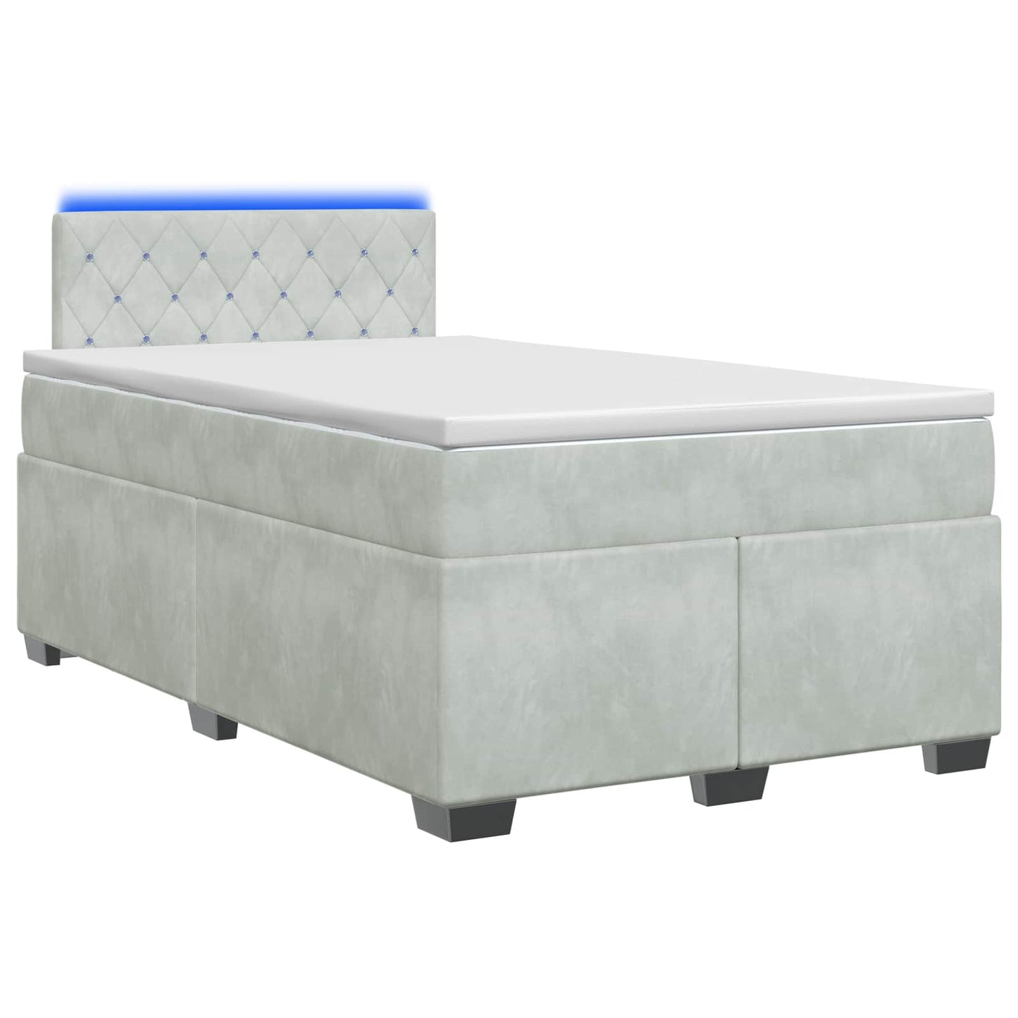 vidaXL Κρεβάτι Box Spring με Στρώμα και LED Ανοιχτό γκρι 120 x 190 cm