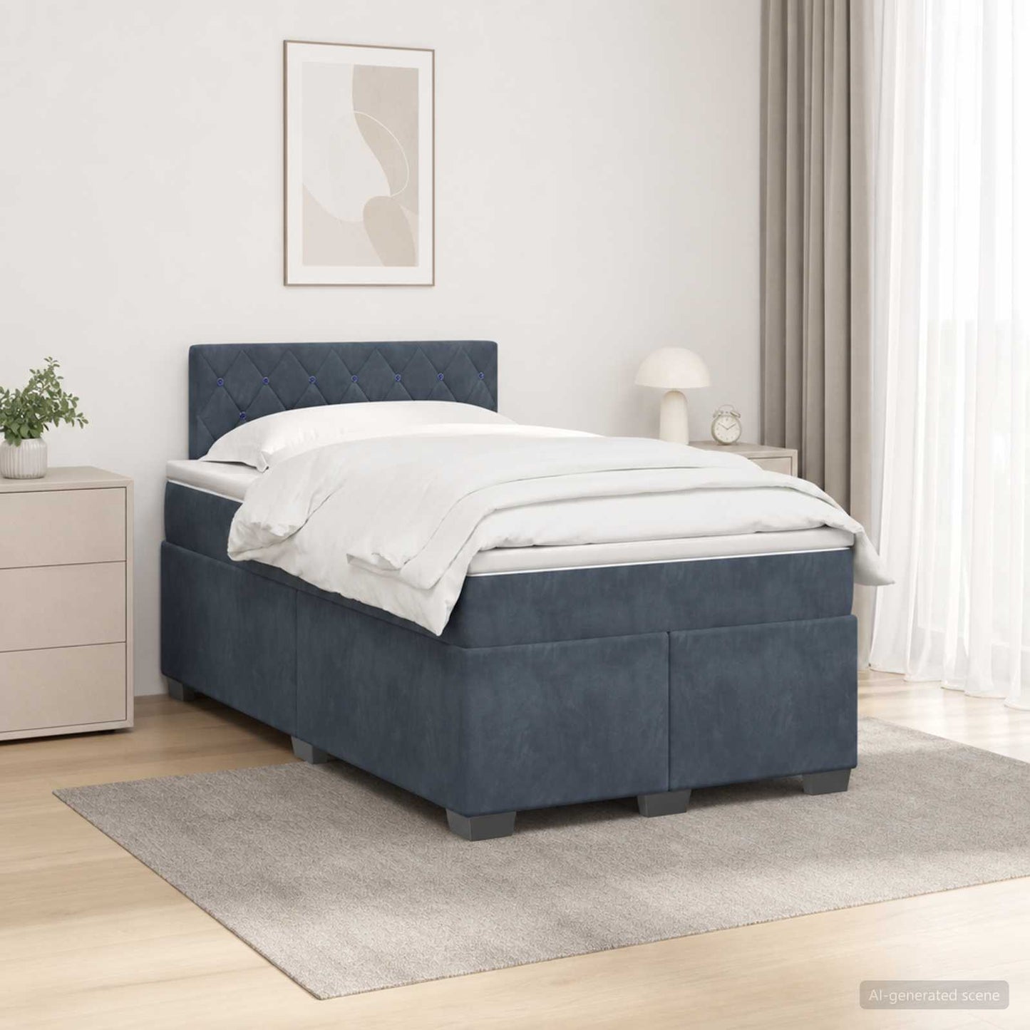 vidaXL Κρεβάτι Box Spring με Στρώμα και LED Σκούρο Γκρι 120 x 190 cm