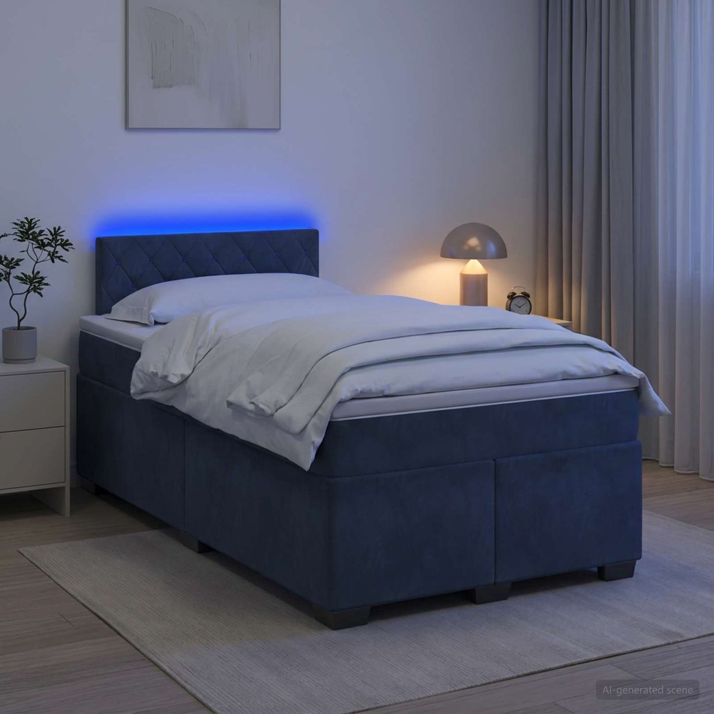 vidaXL Κρεβάτι Box Spring με Στρώμα και LED Σκούρο Γκρι 120 x 190 cm