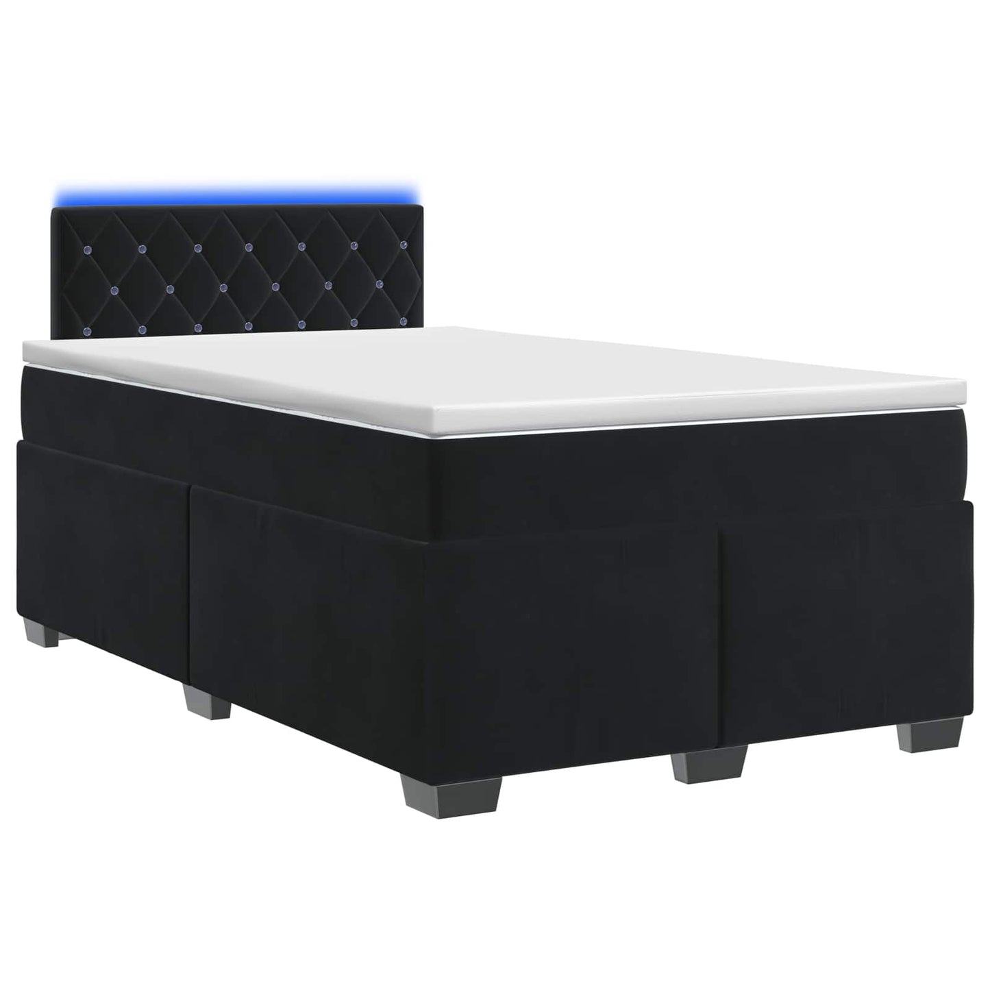 vidaXL Κρεβάτι Box Spring με Στρώμα και LED Μαύρο 120 x 190 cm Βελούδο