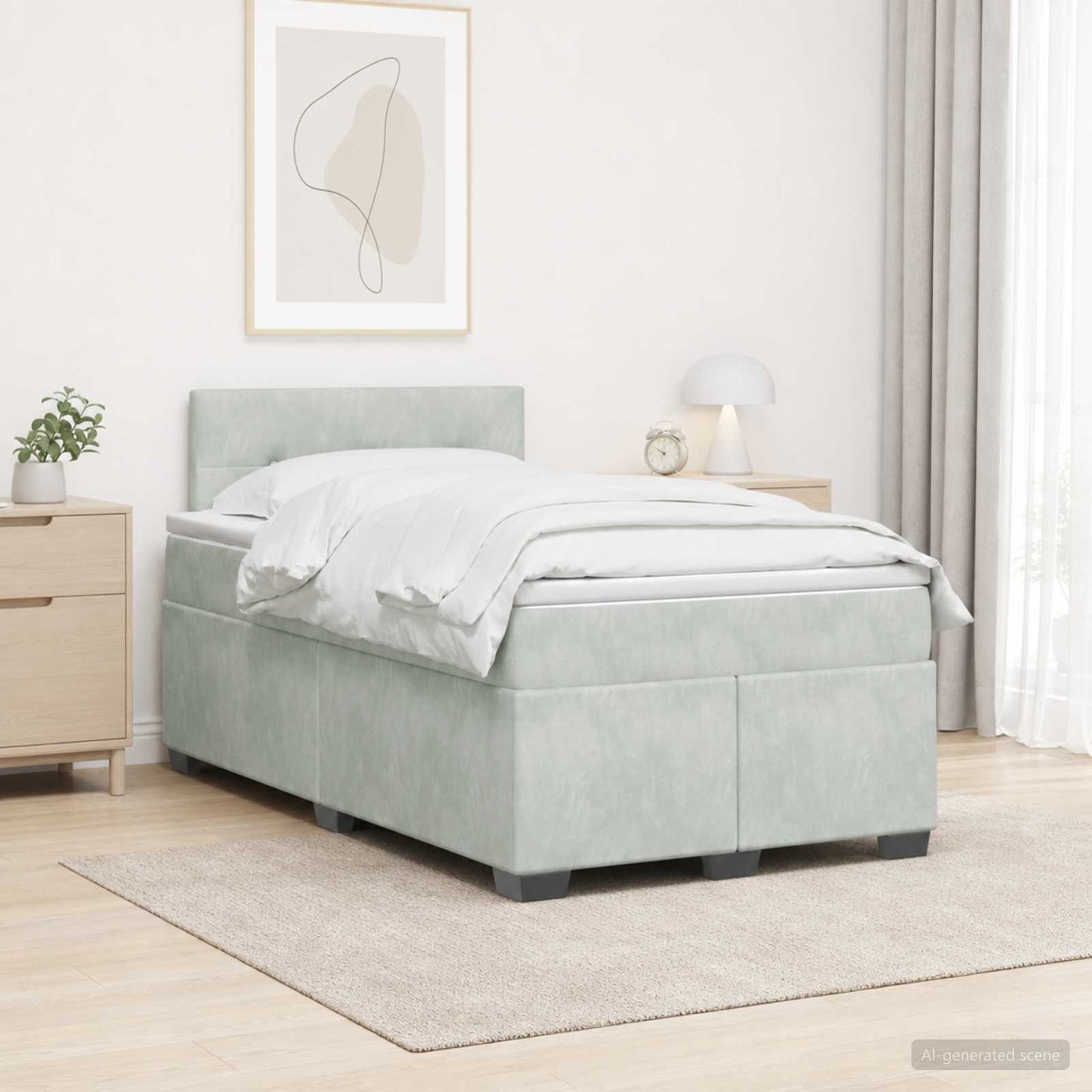 vidaXL Κρεβάτι Box Spring με Στρώμα και LED Ανοιχτό γκρι 120 x 200 cm