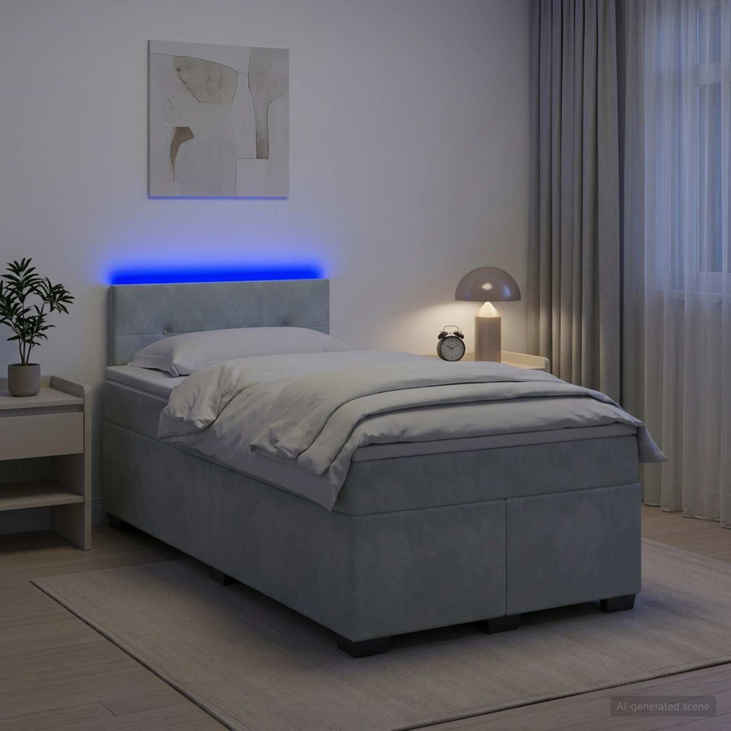 vidaXL Κρεβάτι Box Spring με Στρώμα και LED Ανοιχτό γκρι 120 x 200 cm