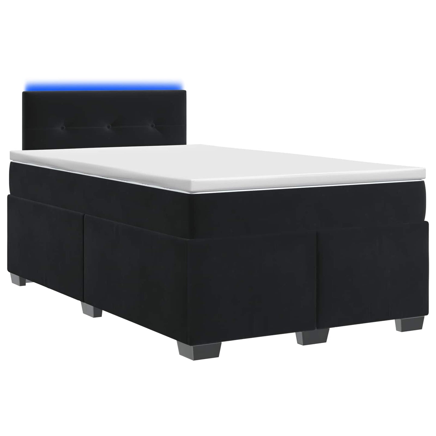 vidaXL Κρεβάτι Box Spring με Στρώμα και LED Μαύρο 120 x 190 cm Βελούδο