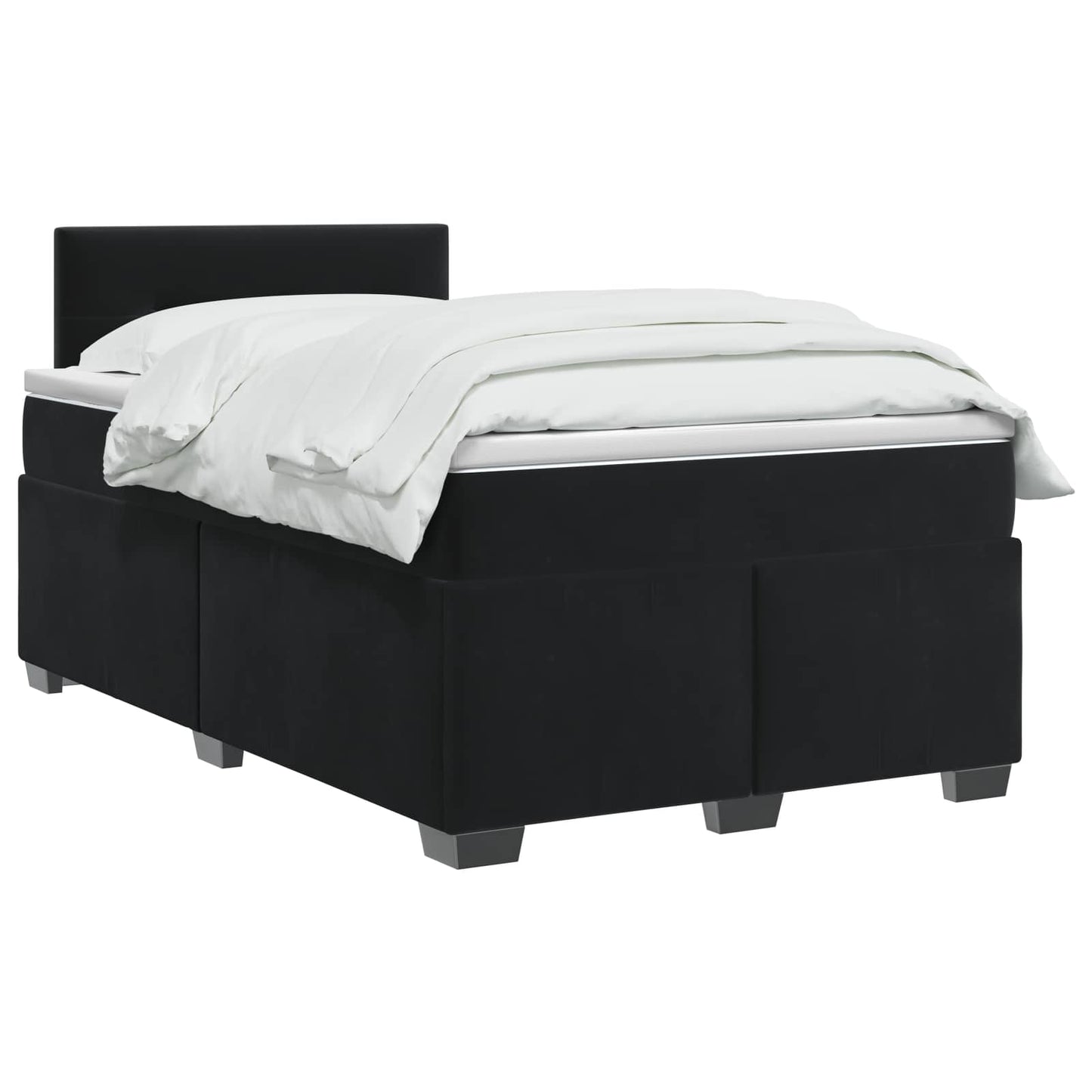 vidaXL Κρεβάτι Box Spring με Στρώμα και LED Μαύρο 120 x 190 cm Βελούδο