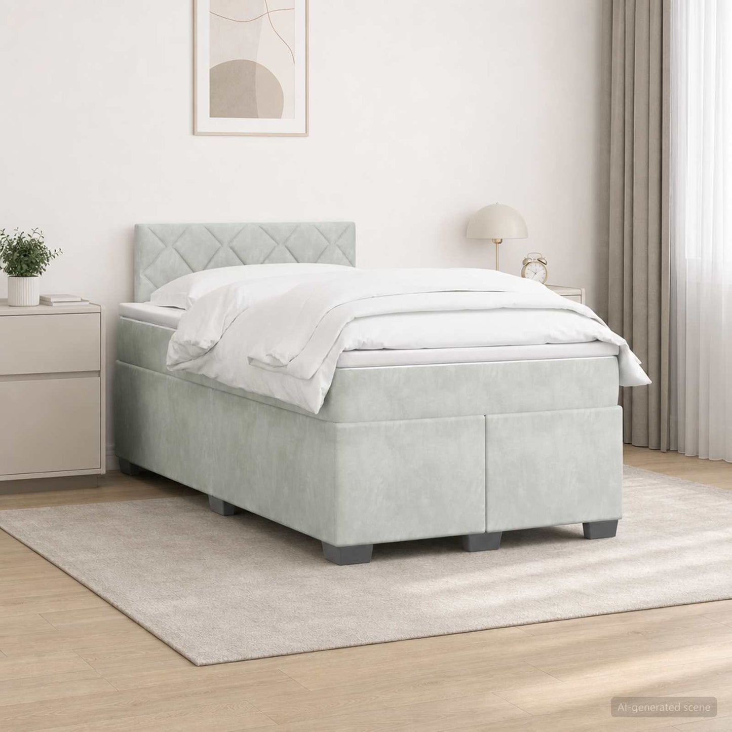 vidaXL Κρεβάτι Box Spring με Στρώμα και LED Ανοιχτό γκρι 120 x 200 cm