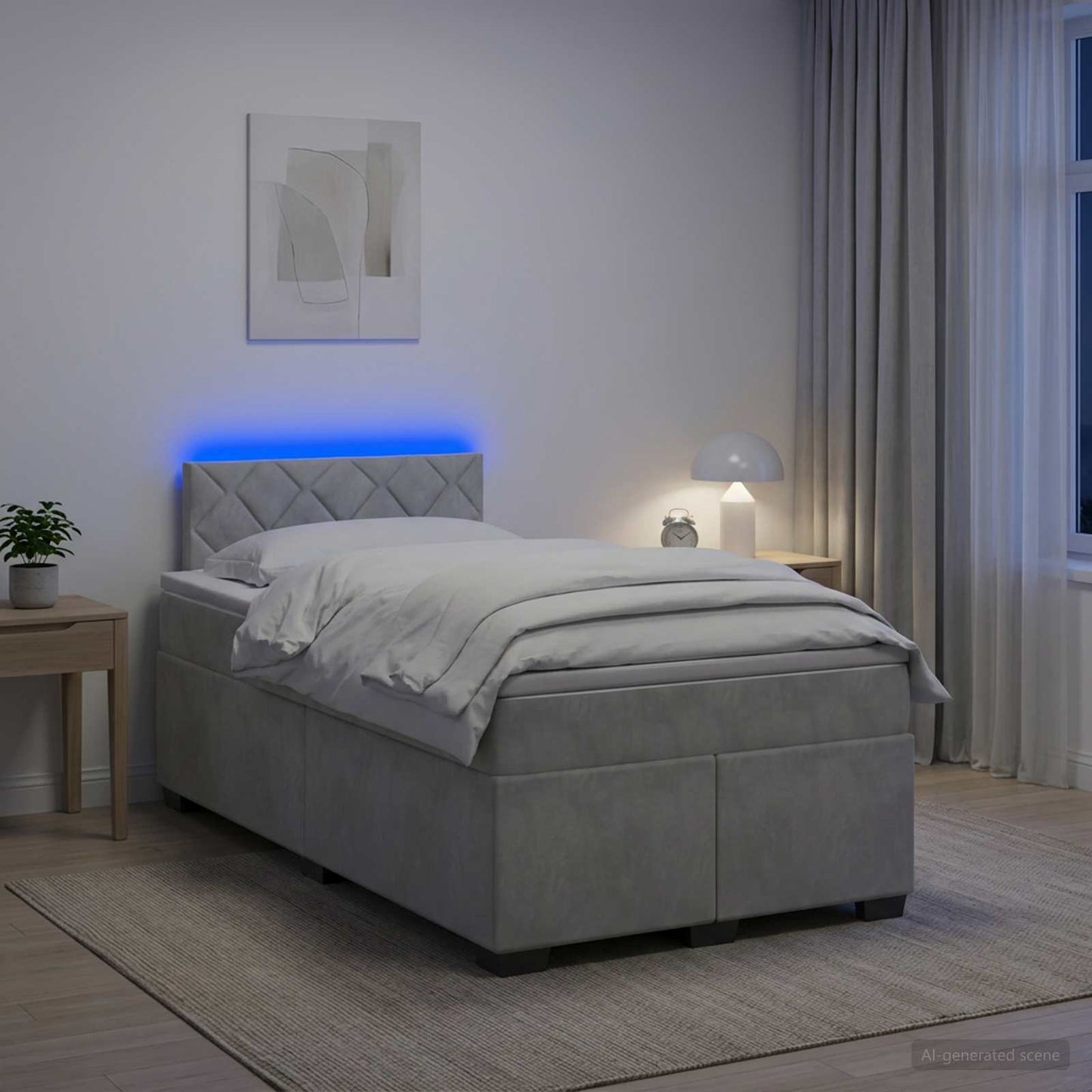 vidaXL Κρεβάτι Box Spring με Στρώμα και LED Ανοιχτό γκρι 120 x 200 cm