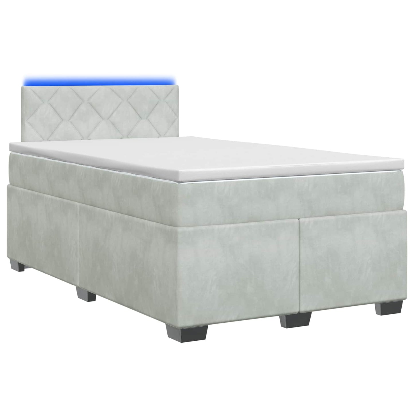 vidaXL Κρεβάτι Box Spring με Στρώμα και LED Ανοιχτό γκρι 120 x 190 cm