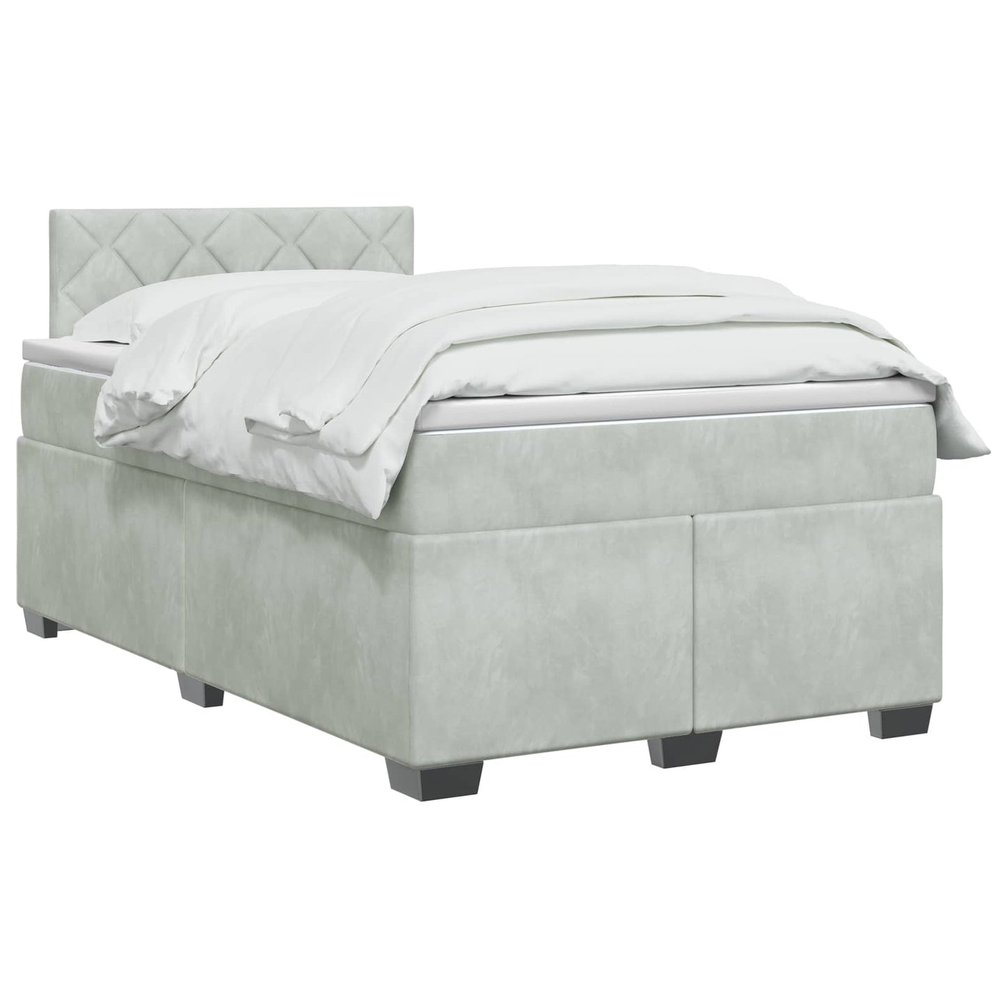 vidaXL Κρεβάτι Box Spring με Στρώμα και LED Ανοιχτό γκρι 120 x 190 cm