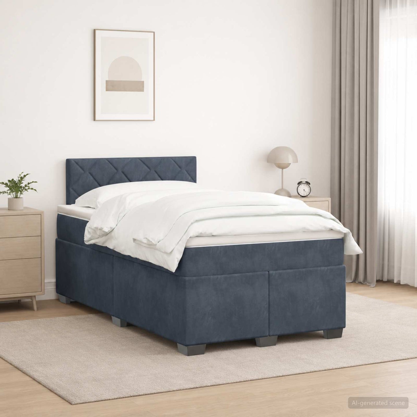 vidaXL Κρεβάτι Box Spring με Στρώμα και LED Σκούρο Γκρι 120 x 200 cm