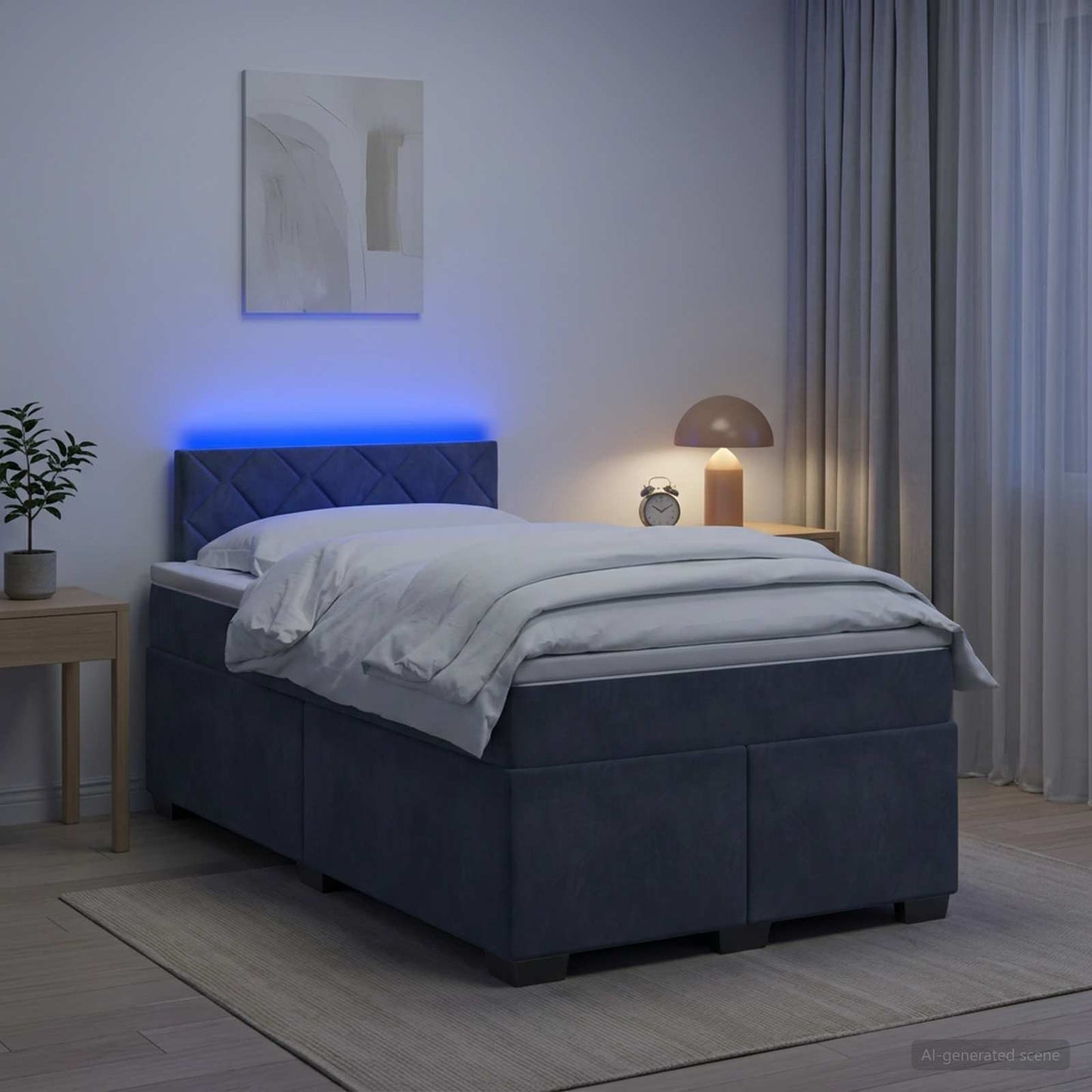 vidaXL Κρεβάτι Box Spring με Στρώμα και LED Σκούρο Γκρι 120 x 190 cm