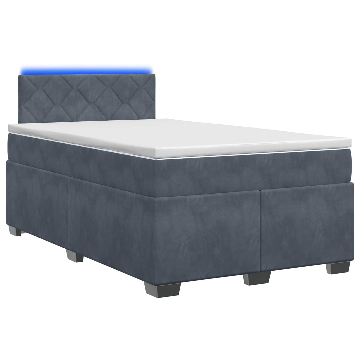 vidaXL Κρεβάτι Box Spring με Στρώμα και LED Σκούρο Γκρι 120 x 190 cm