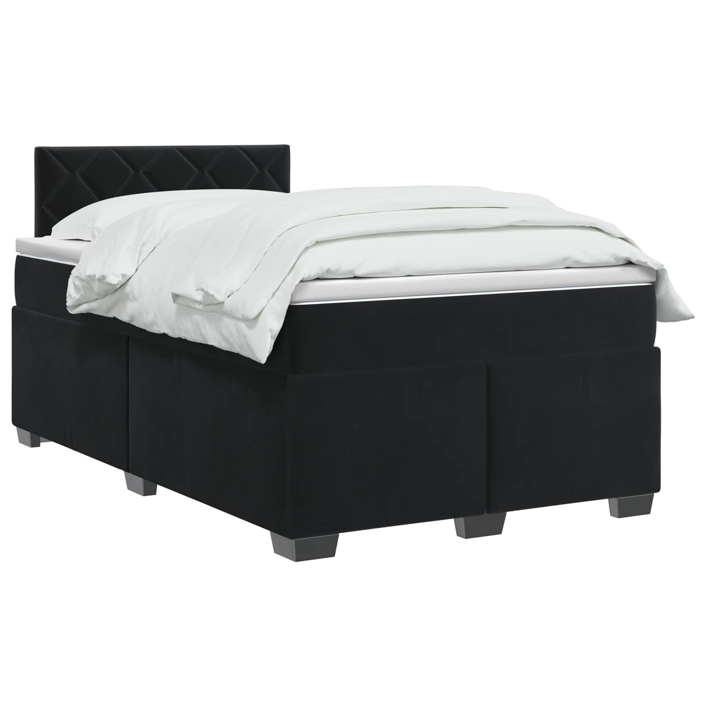 vidaXL Κρεβάτι Box Spring με Στρώμα και LED Μαύρο 120 x 190 cm Βελούδο