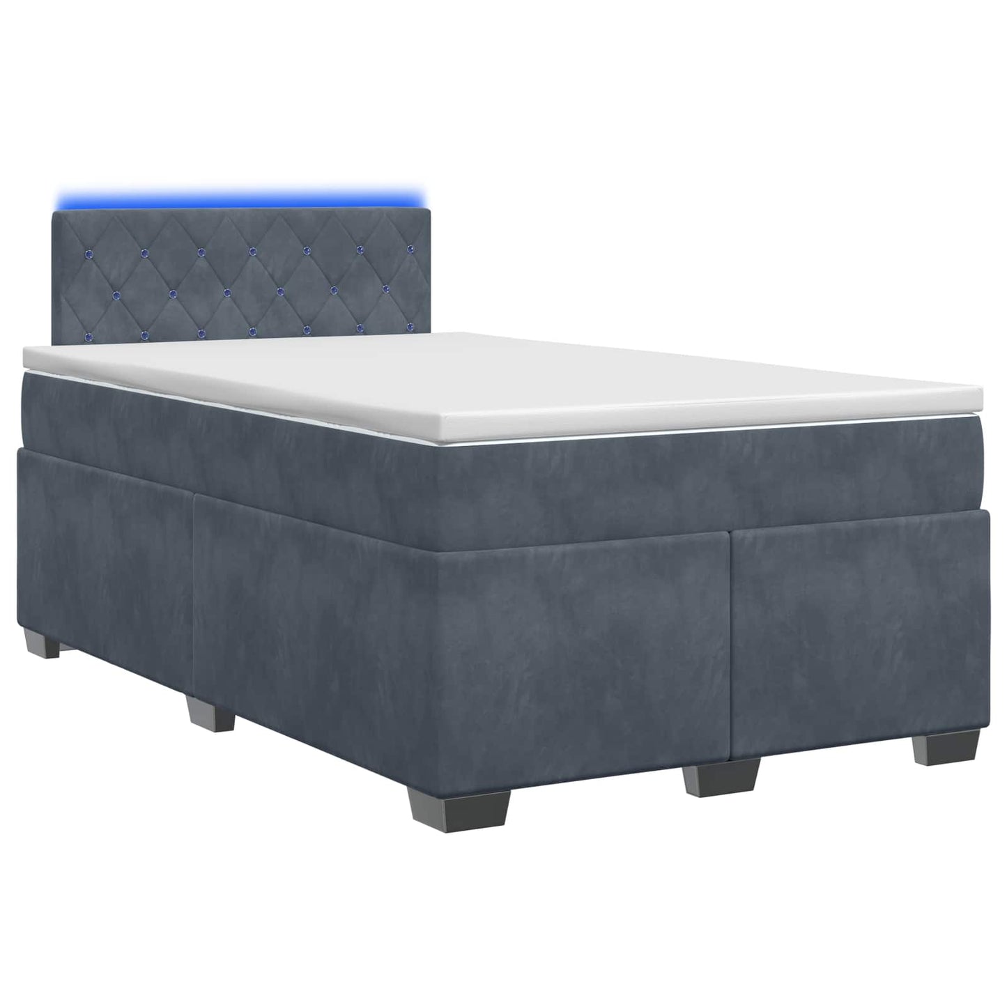 vidaXL Κρεβάτι Box Spring με Στρώμα και LED Σκούρο Γκρι 120 x 200 cm