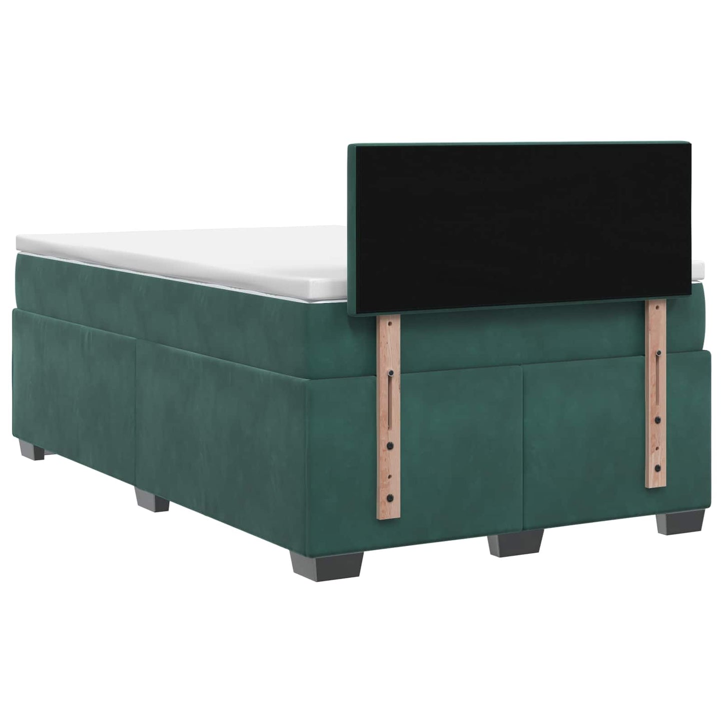 vidaXL Κρεβάτι Box Spring με Στρώμα και LED Σκούρο Πράσινο Βελούδο