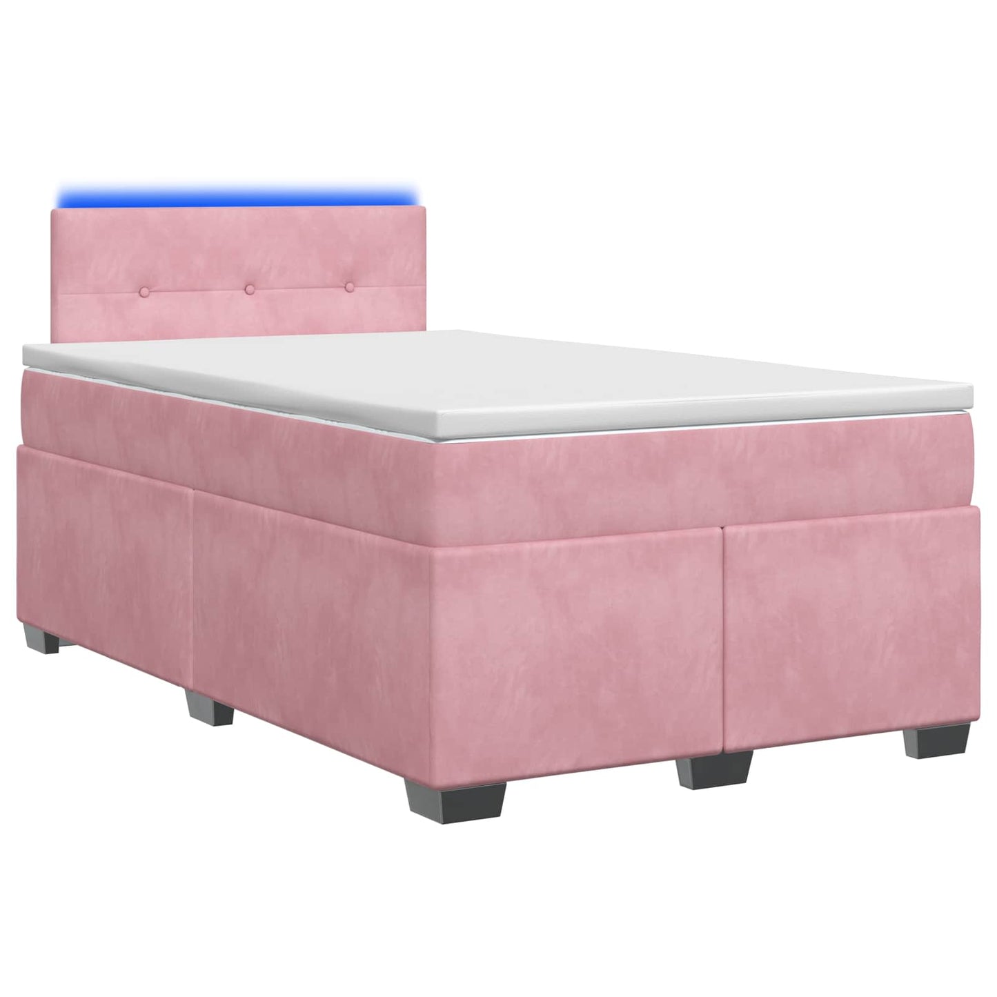 vidaXL Κρεβάτι Box Spring με Στρώμα και LED Ροζ 120 x 200 cm Βελούδο
