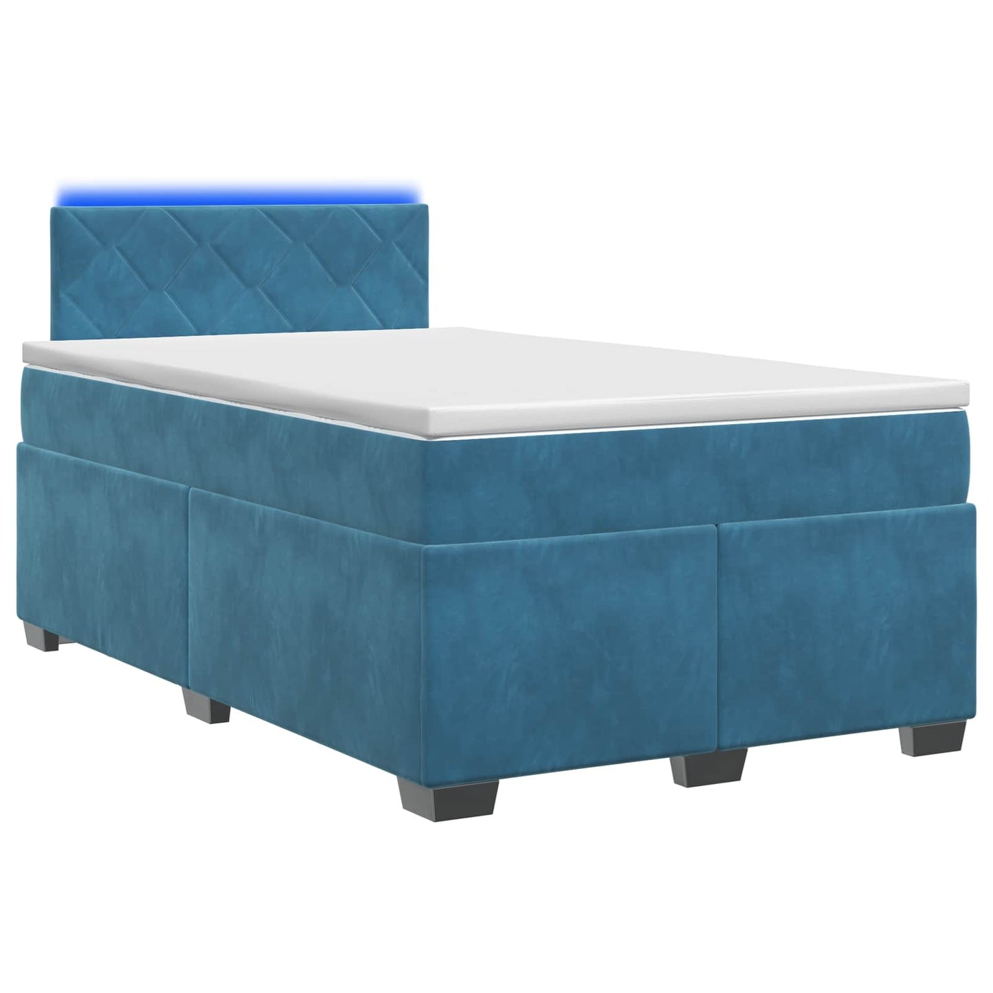 vidaXL Κρεβάτι Box Spring με Στρώμα και LED Μπλε 120 x 200 cm Βελούδο