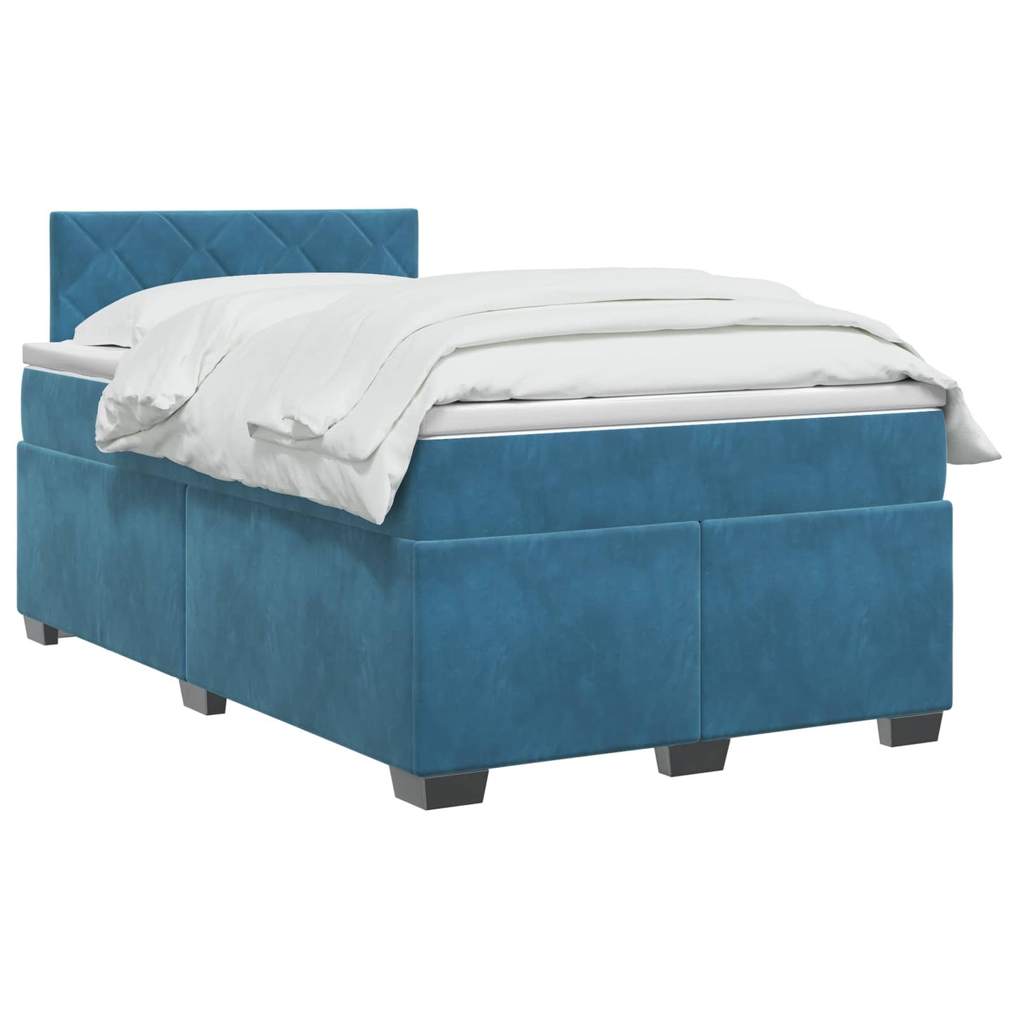 vidaXL Κρεβάτι Box Spring με Στρώμα και LED Μπλε 120 x 200 cm Βελούδο