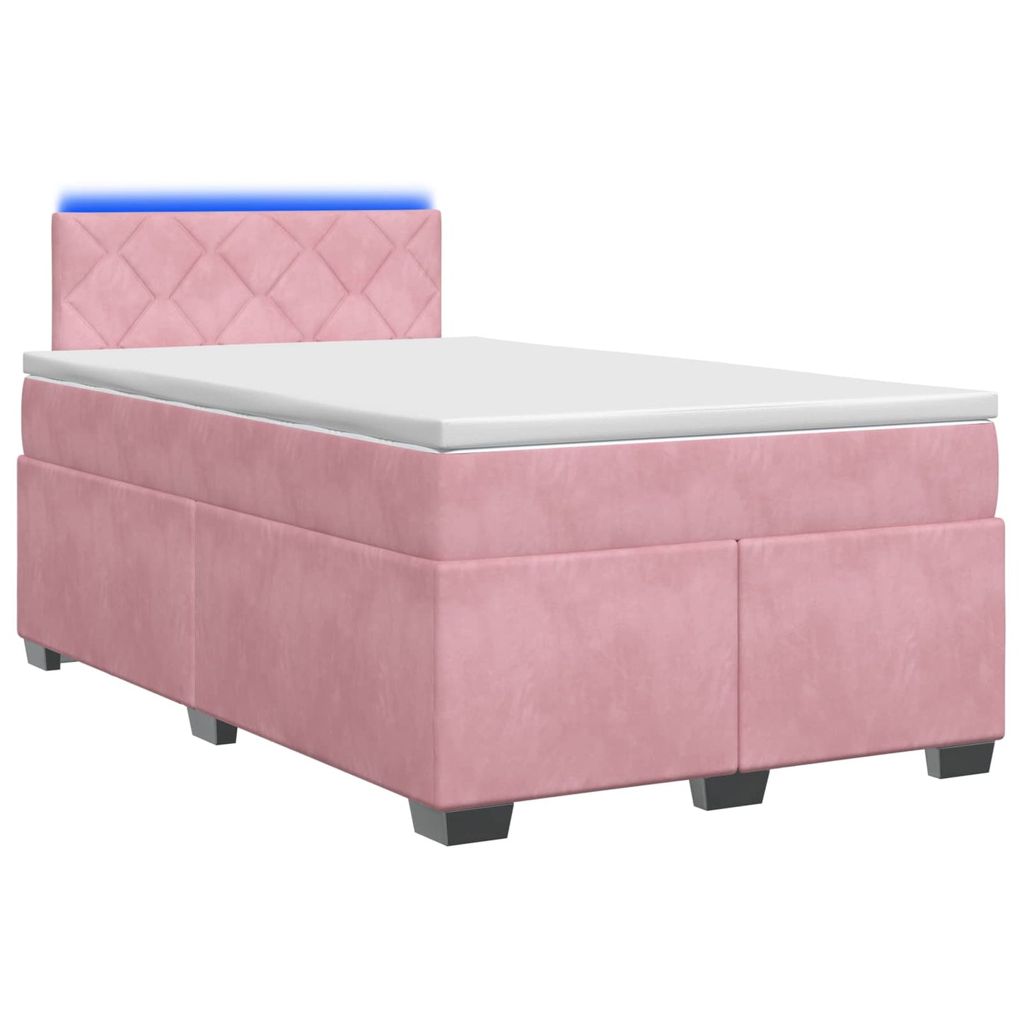 vidaXL Κρεβάτι Box Spring με Στρώμα και LED Ροζ 120 x 200 cm Βελούδο