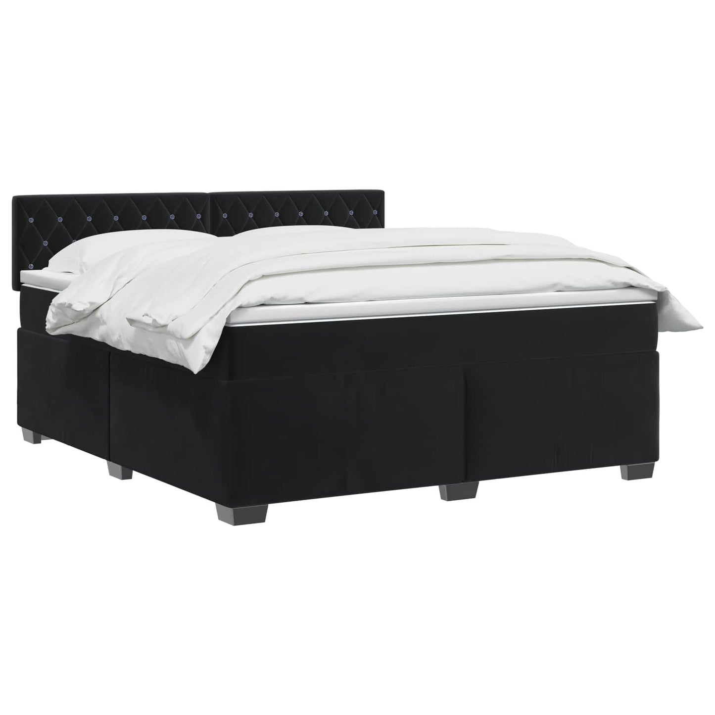vidaXL Κρεβάτι Box Spring με Στρώμα και LED Μαύρο 140 x 190 cm Βελούδο