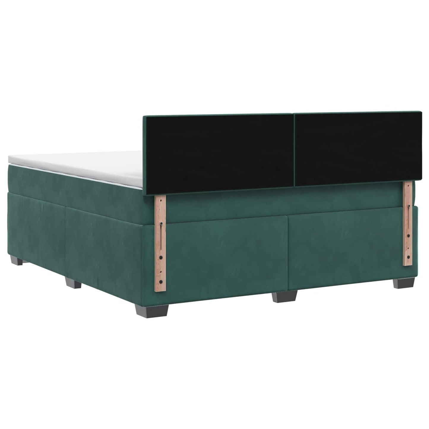 vidaXL Κρεβάτι Box Spring με Στρώμα και LED Σκούρο Πράσινο Βελούδο