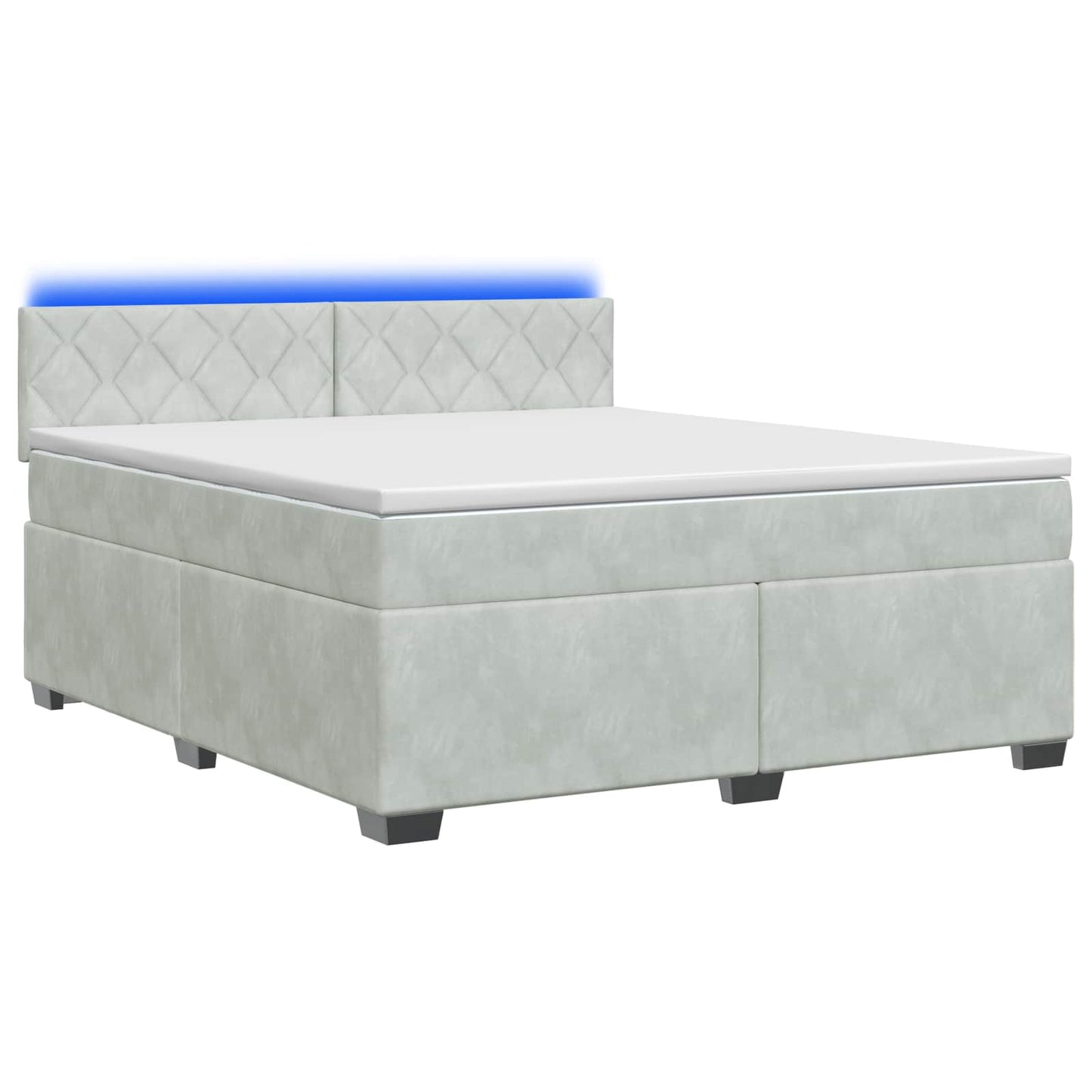 vidaXL Κρεβάτι Box Spring με Στρώμα και LED Ανοιχτό γκρι 140 x 190 cm