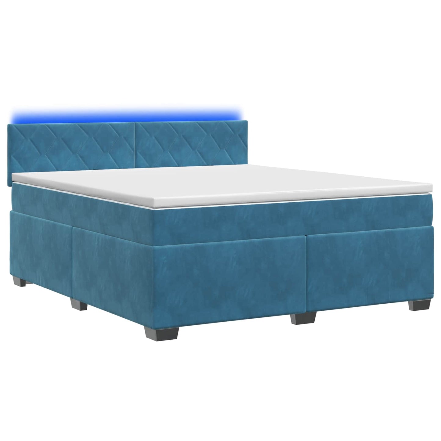 vidaXL Κρεβάτι Box Spring με Στρώμα και LED Μπλε 140 x 190 cm Βελούδο
