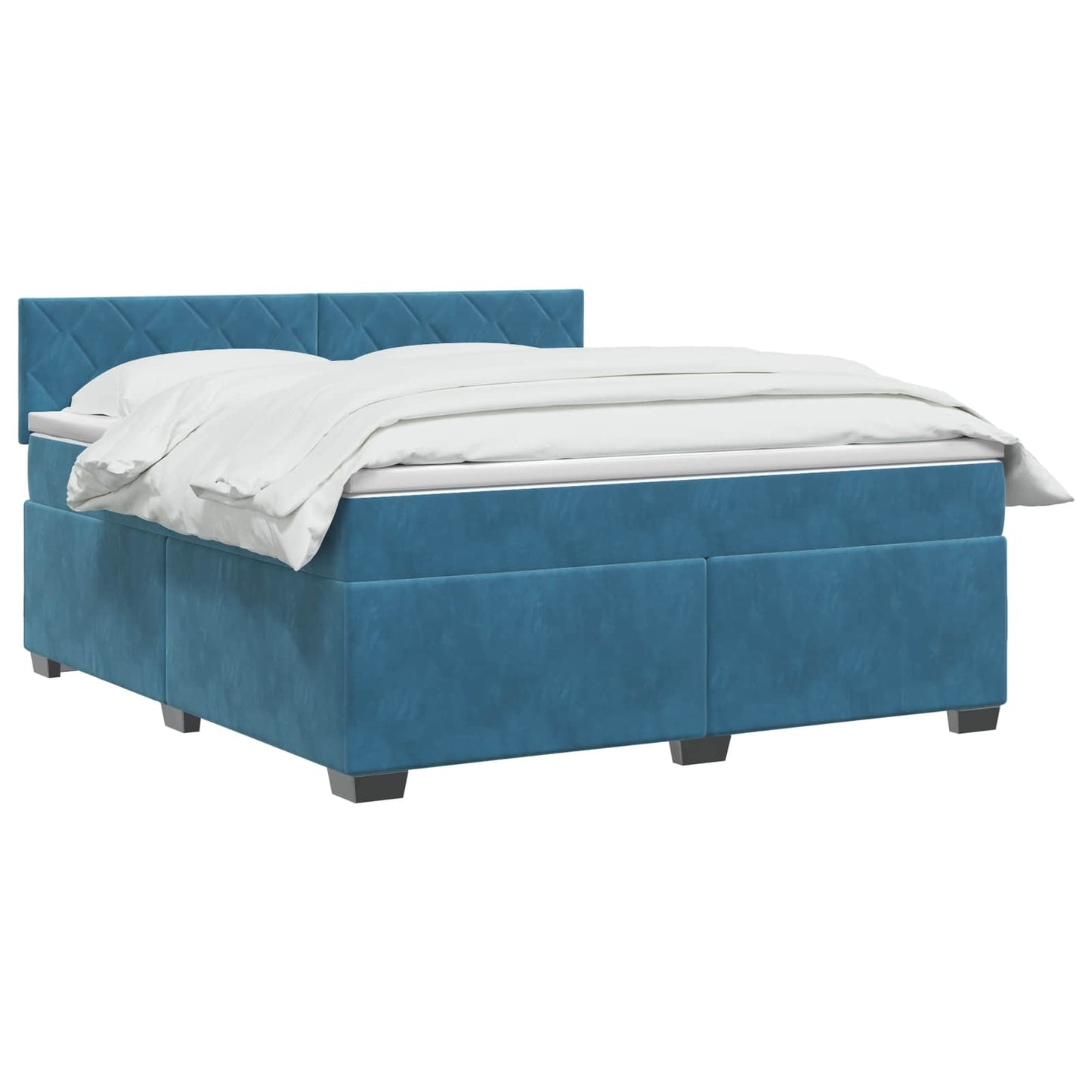 vidaXL Κρεβάτι Box Spring με Στρώμα και LED Μπλε 140 x 190 cm Βελούδο